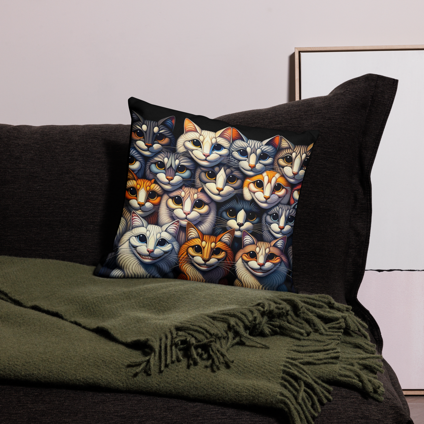 Pillow Throw Cat Gift Feline Retro Design For Cat Lovers Whimsical Cat Funny Feline Home Decor Cat Lover Gift Cozy Cushion Meow Cat Mom Dad