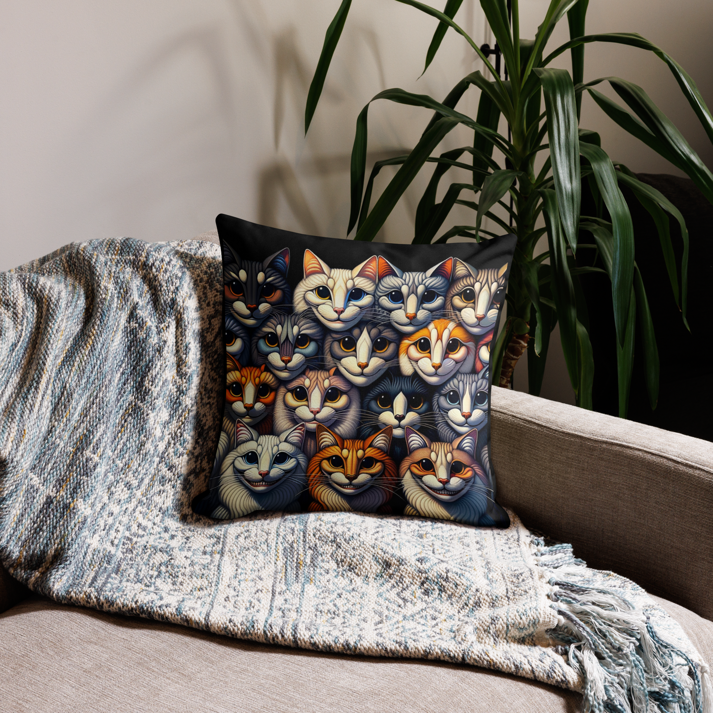 Pillow Throw Cat Gift Feline Retro Design For Cat Lovers Whimsical Cat Funny Feline Home Decor Cat Lover Gift Cozy Cushion Meow Cat Mom Dad