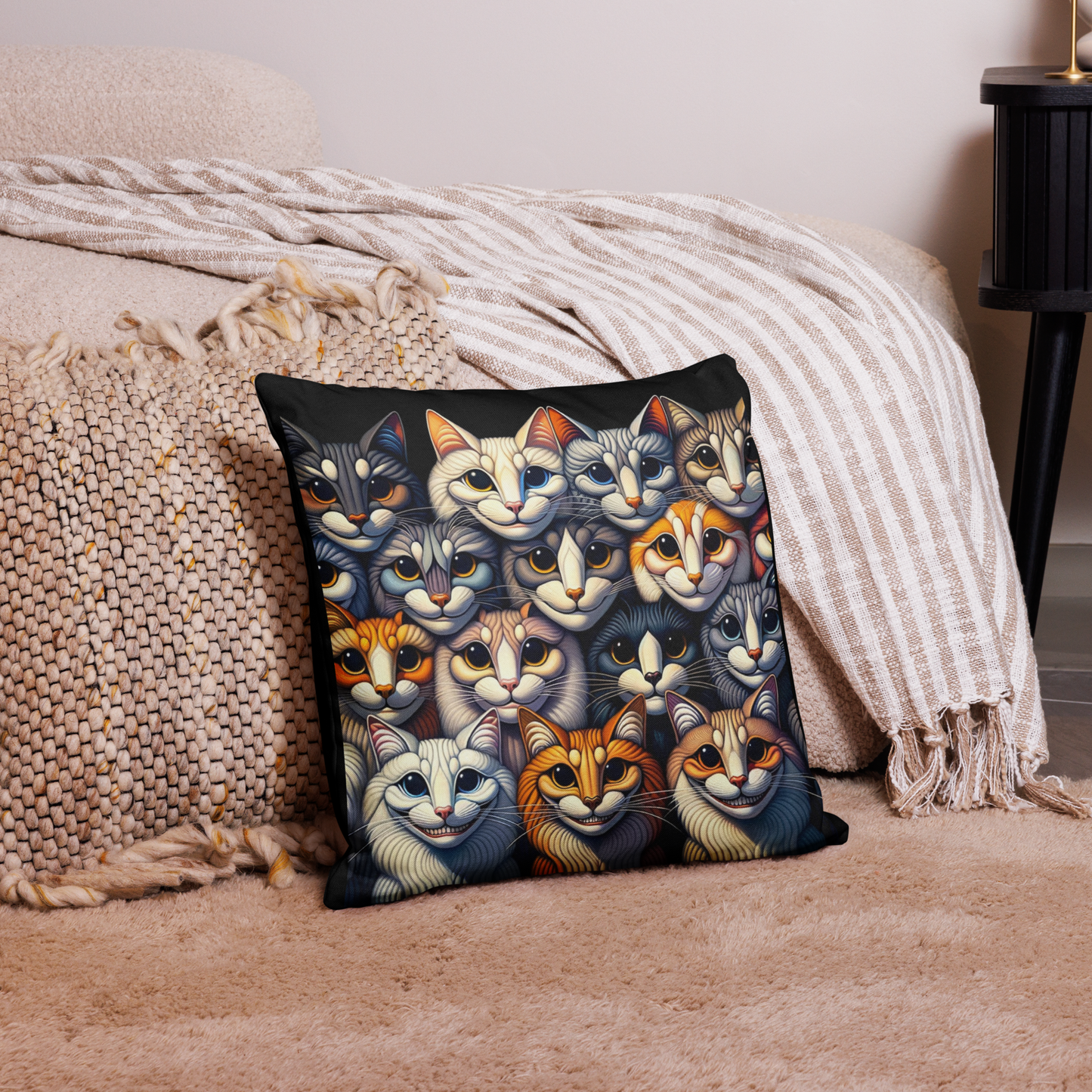 Pillow Throw Cat Gift Feline Retro Design For Cat Lovers Whimsical Cat Funny Feline Home Decor Cat Lover Gift Cozy Cushion Meow Cat Mom Dad