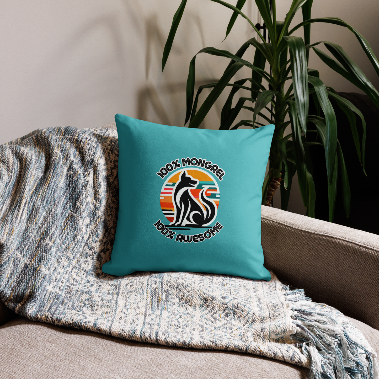 Pillow Throw Rescue Dog Awesome Design For Dog Lovers Mixed Breed Dogful Couch Pillow For Rescue Mutt Homes Retro Dog Mum Dog Dad Mongrel