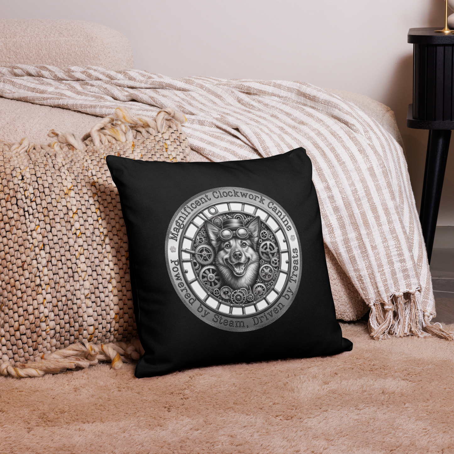 Pillow Throw Clockwork Canine Design For Dog Lovers Mixed Breed Dogful Steampunk Dog Victorian Unique Rescue Mutt Pet Décor Dog Mum Dog Dad