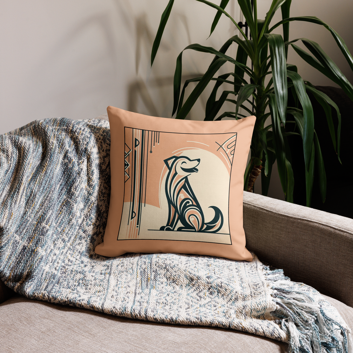 Pillow Throw Limited Edition Mongrel Art Deco Design For Dog Lovers Mixed Breed Dogful Unique Rescue Mutt Pet Homes Dog Mum Dog Dad Couch
