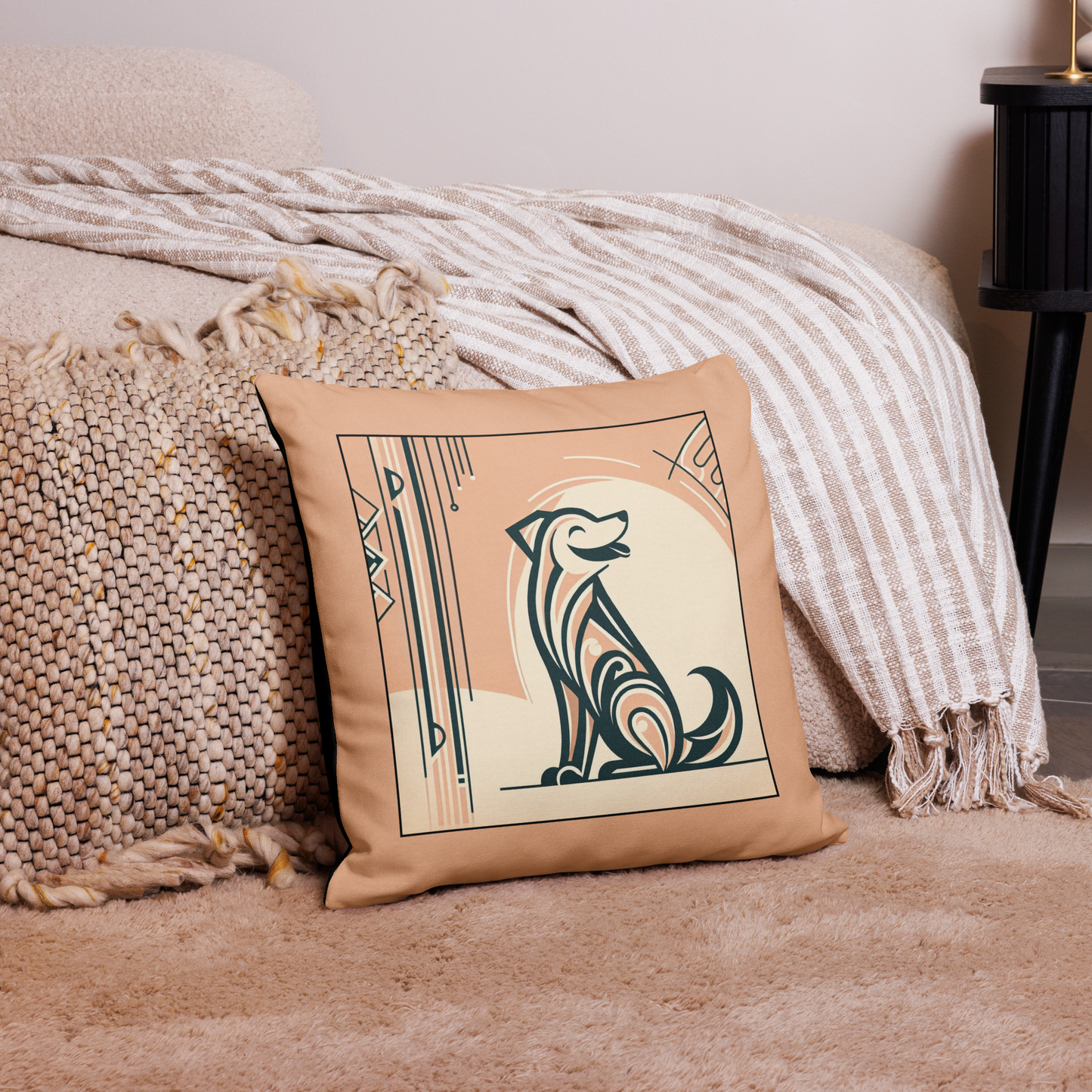 Pillow Throw Limited Edition Mongrel Art Deco Design For Dog Lovers Mixed Breed Dogful Unique Rescue Mutt Pet Homes Dog Mum Dog Dad Couch