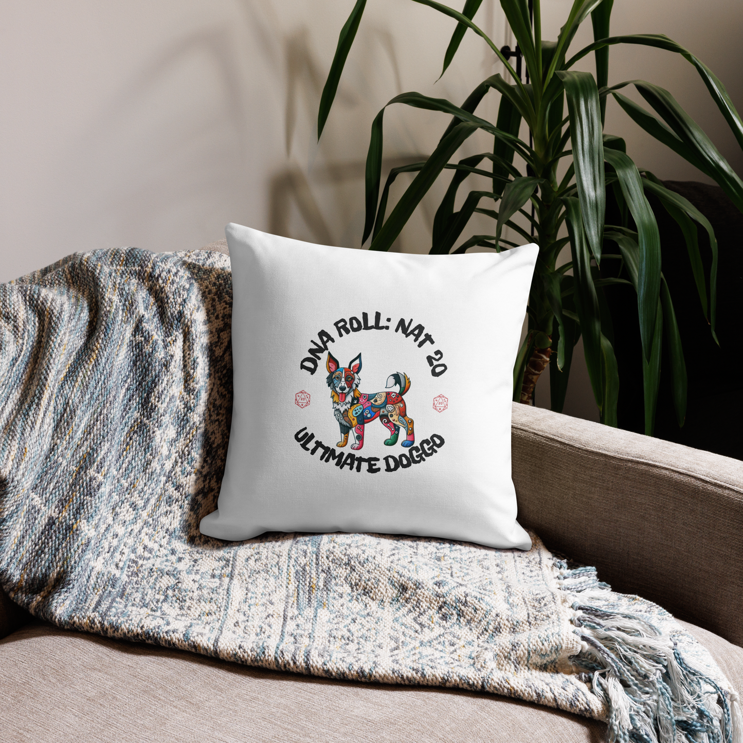 Pillow Throw Gamer Dog Retro Design Dog Lovers Mixed Breed Dogful Geeky Pillow Rescue Mutt Dog Mom Gift Mongrel Pride Gaming Canine Dog Dad
