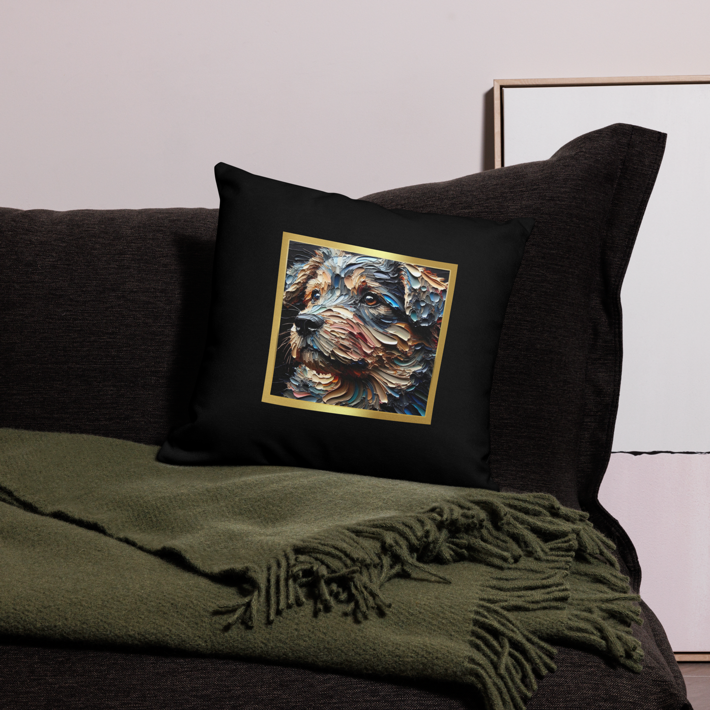 Pillow Throw Mongrel Rescue Dog Design Dog Lovers Mixed Breed Dogful Unique Rescue Mutt Pet Decor Accent Retro Dog Mum Dog Dad Painting