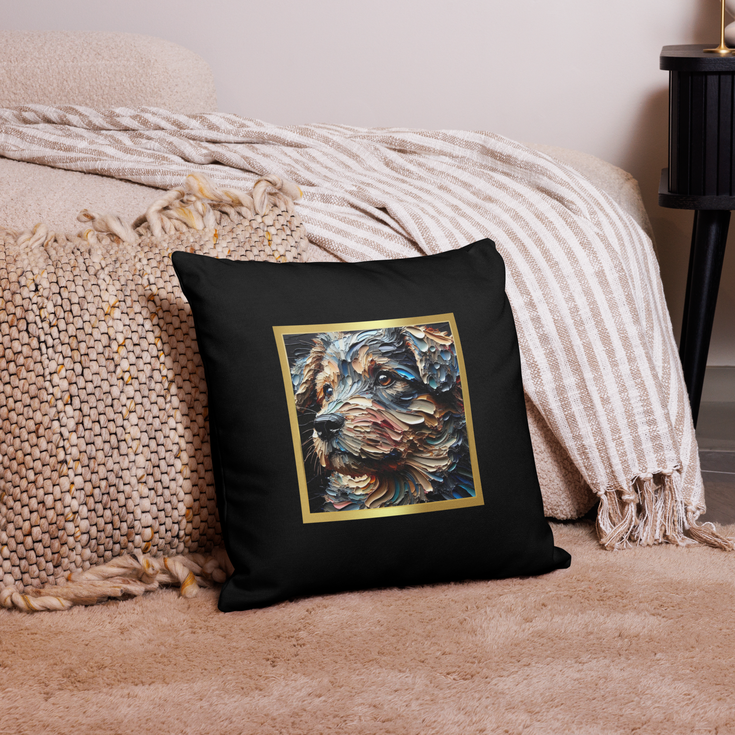Pillow Throw Mongrel Rescue Dog Design Dog Lovers Mixed Breed Dogful Unique Rescue Mutt Pet Decor Accent Retro Dog Mum Dog Dad Painting