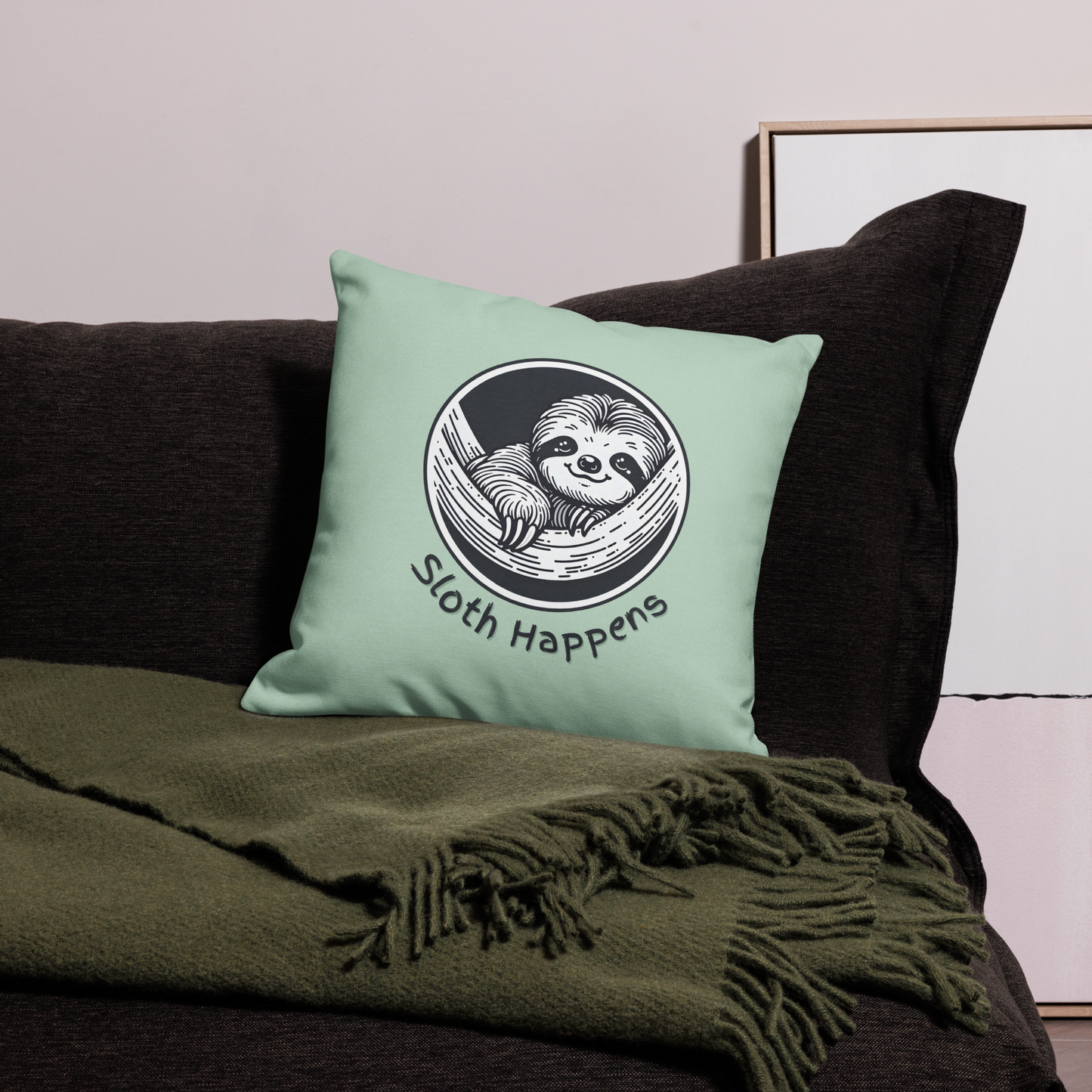 Funny Sloth Premium Pillow: Quirky Home Decor Gift for Animal Lovers