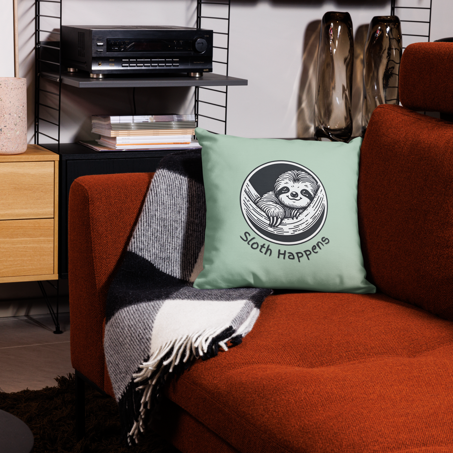 Funny Sloth Premium Pillow: Quirky Home Decor Gift for Animal Lovers