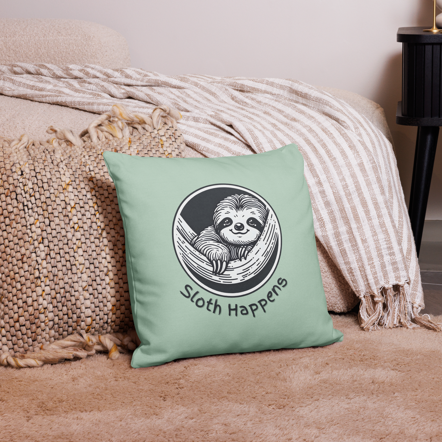 Funny Sloth Premium Pillow: Quirky Home Decor Gift for Animal Lovers