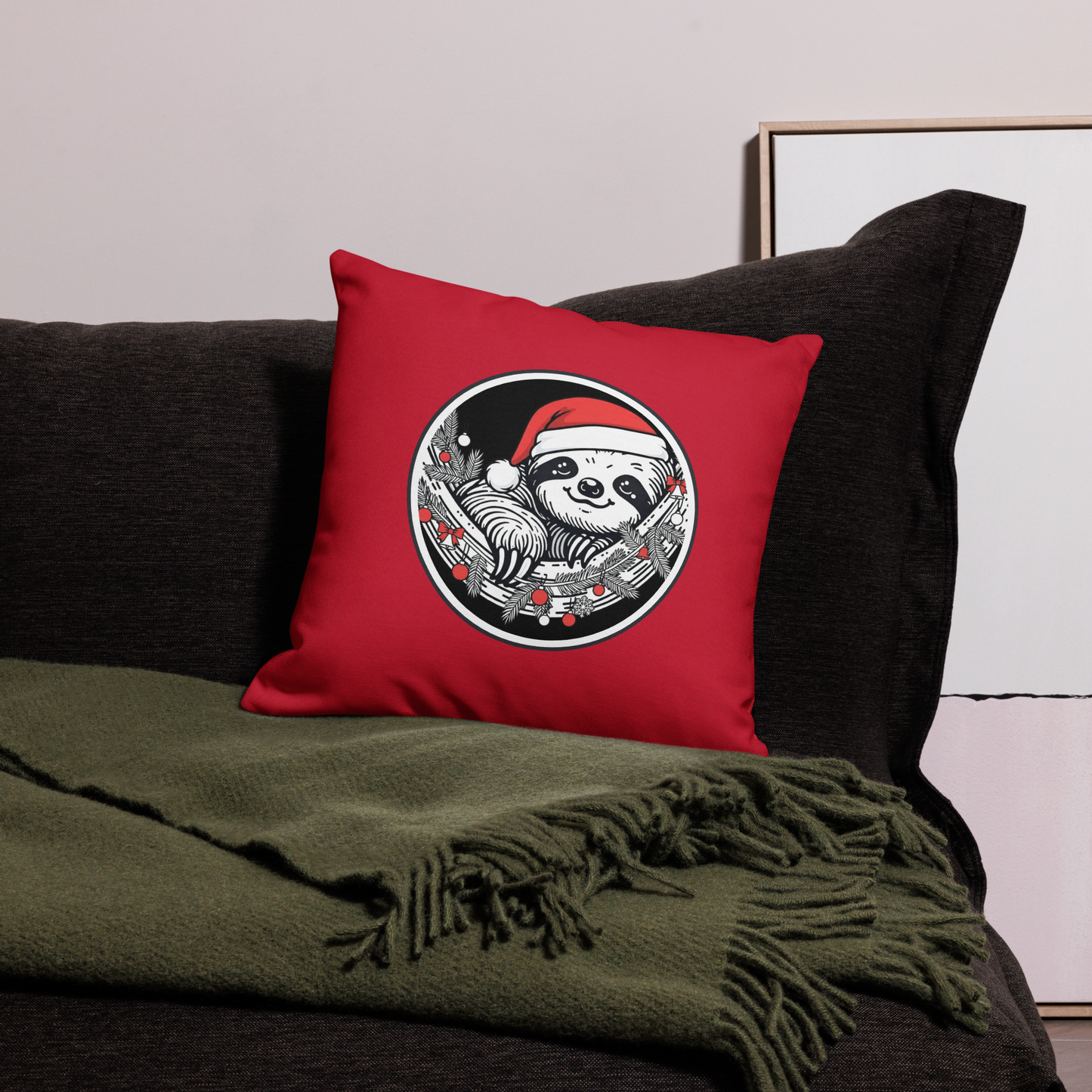 Funny Sloth Premium Pillow: Cozy Christmas Gift for Animal Lovers