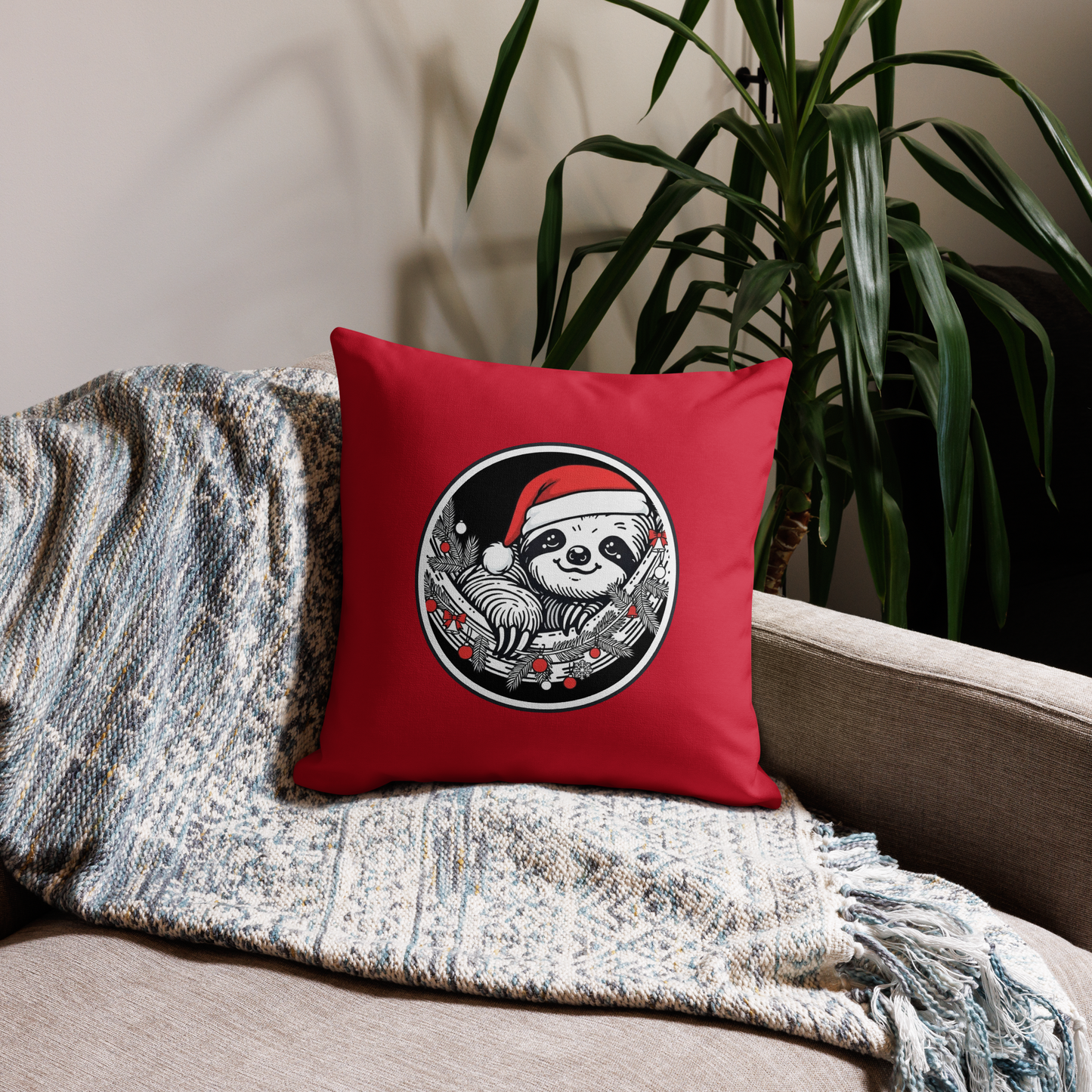 Funny Sloth Premium Pillow: Cozy Christmas Gift for Animal Lovers
