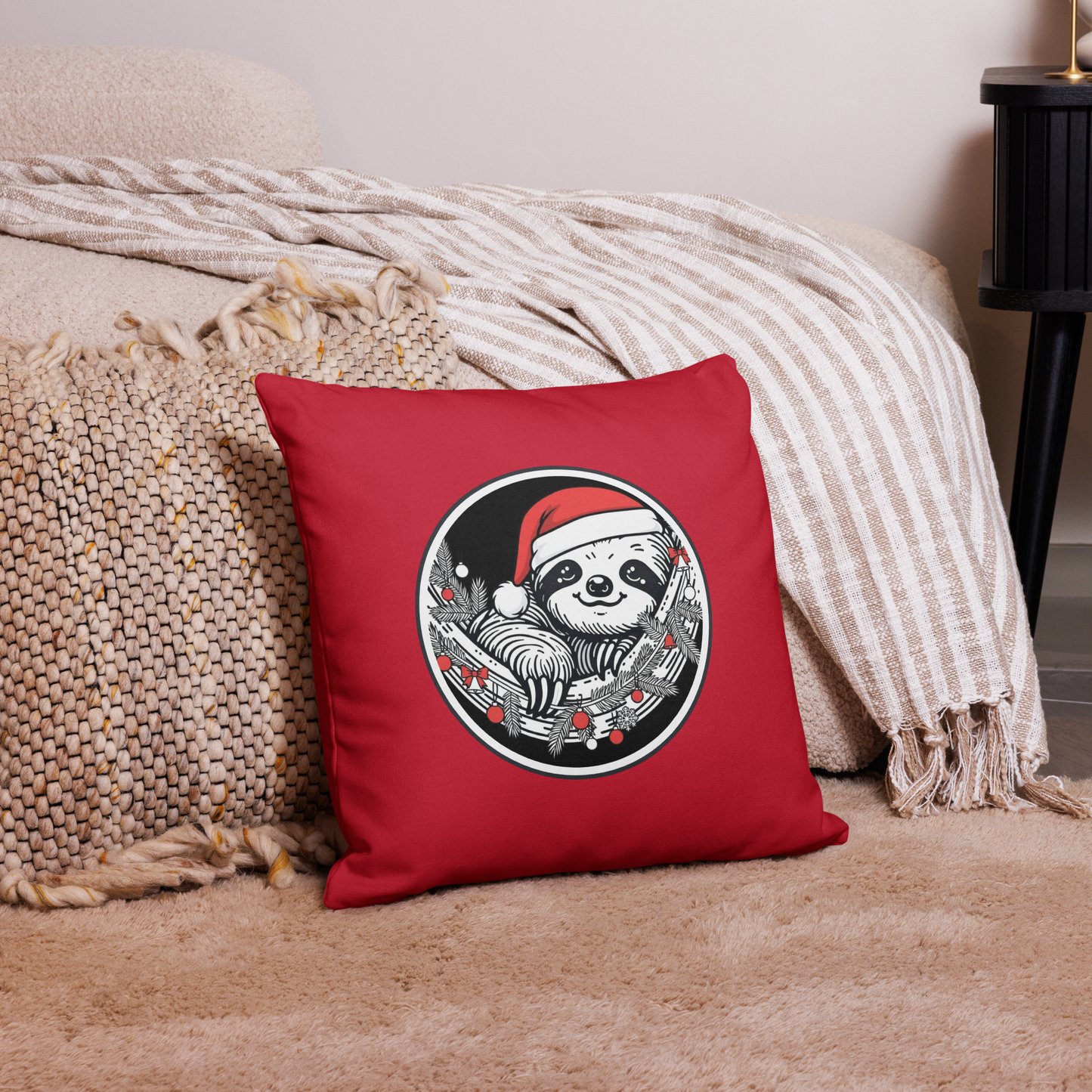 Funny Sloth Premium Pillow: Cozy Christmas Gift for Animal Lovers