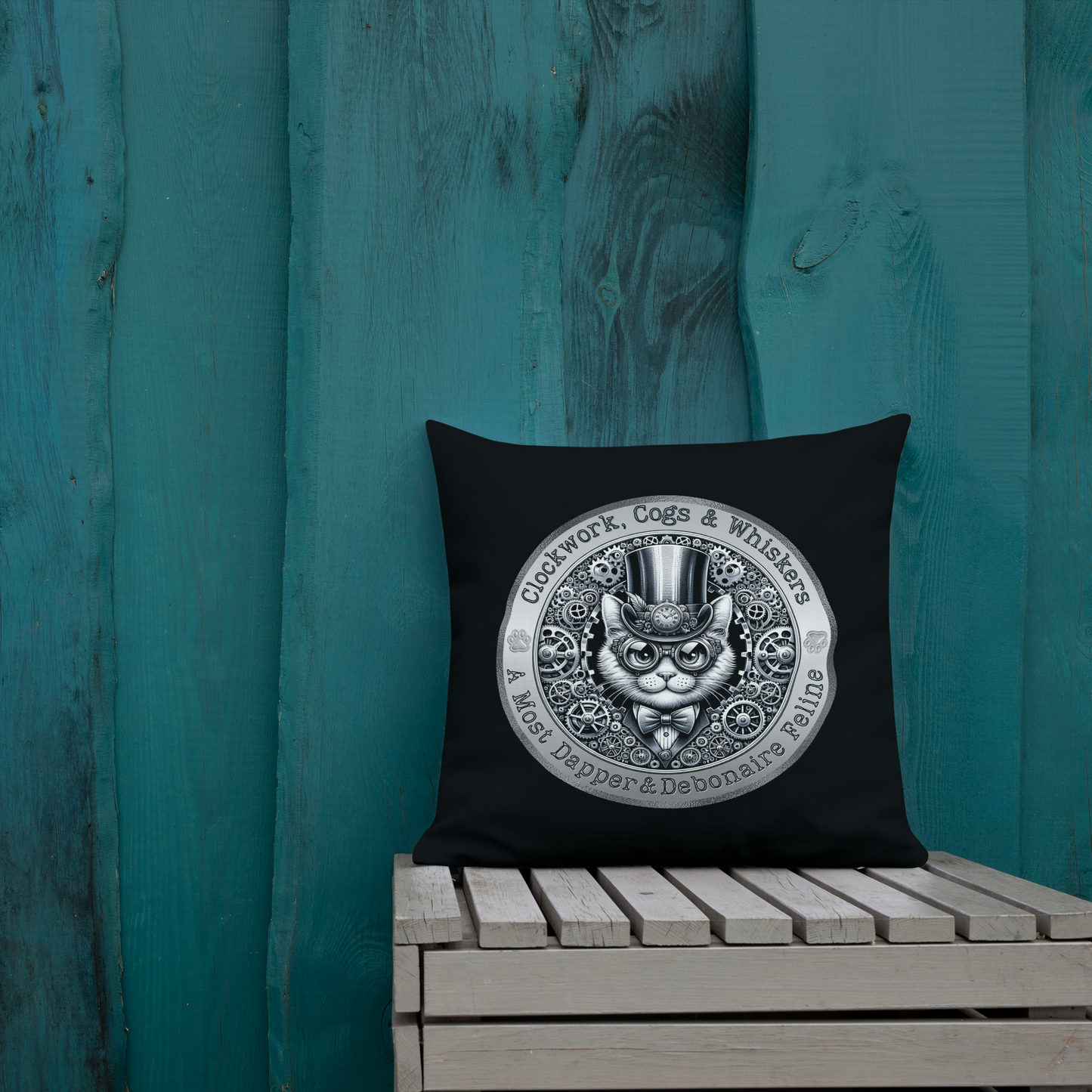 Pillow Throw Clockwork Whiskers Design For Cat Lovers Steampunk Feline Pillow Unique Decor Cat Lover Cushion Victorian Kitty Art Rescue Cat