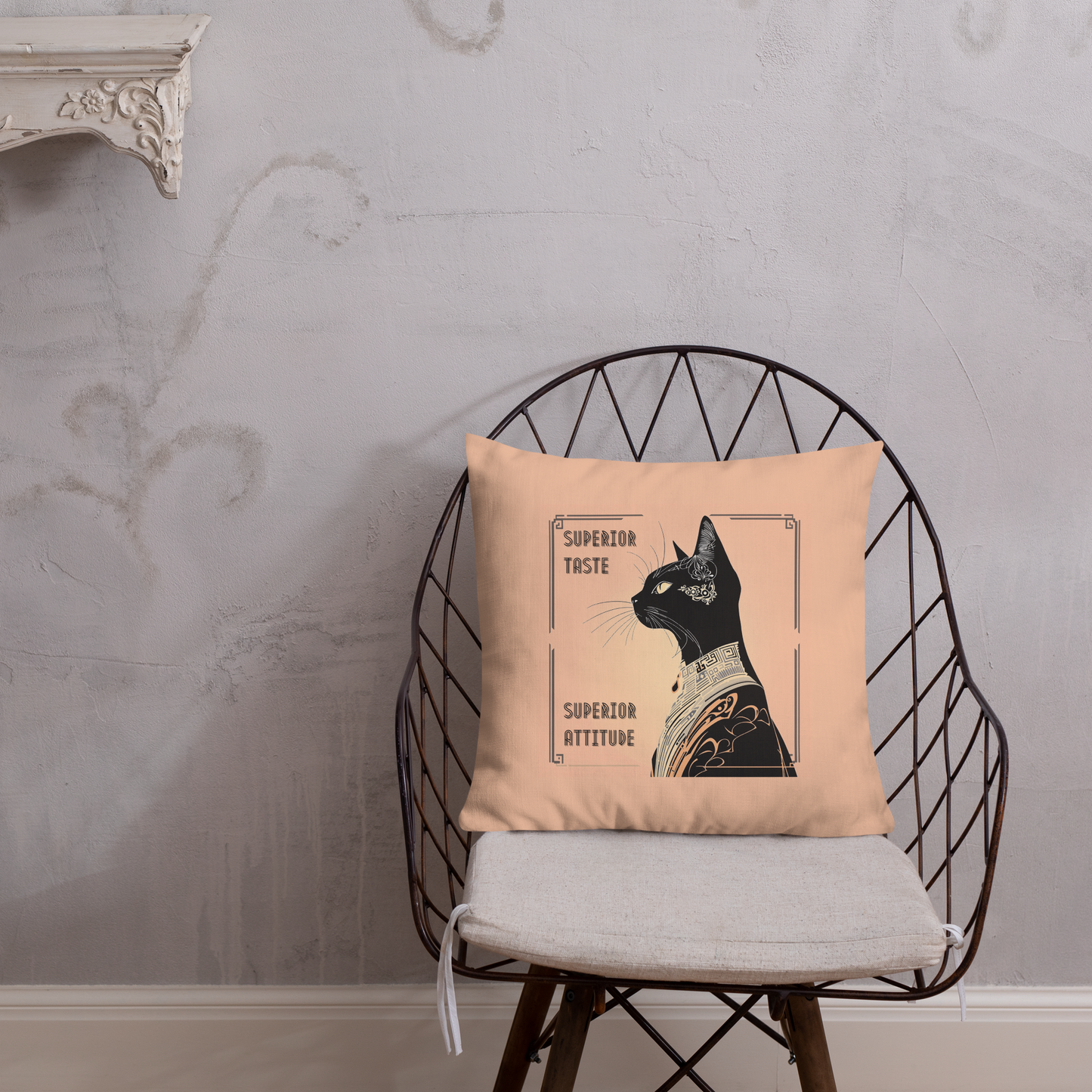 Pillow Attitude Art Deco Design For Cat Lovers Sassy Catful Feline Cushion Cat Lover Home Decor Stylish Throw Gift Rescue Cat Mom Cat Dad