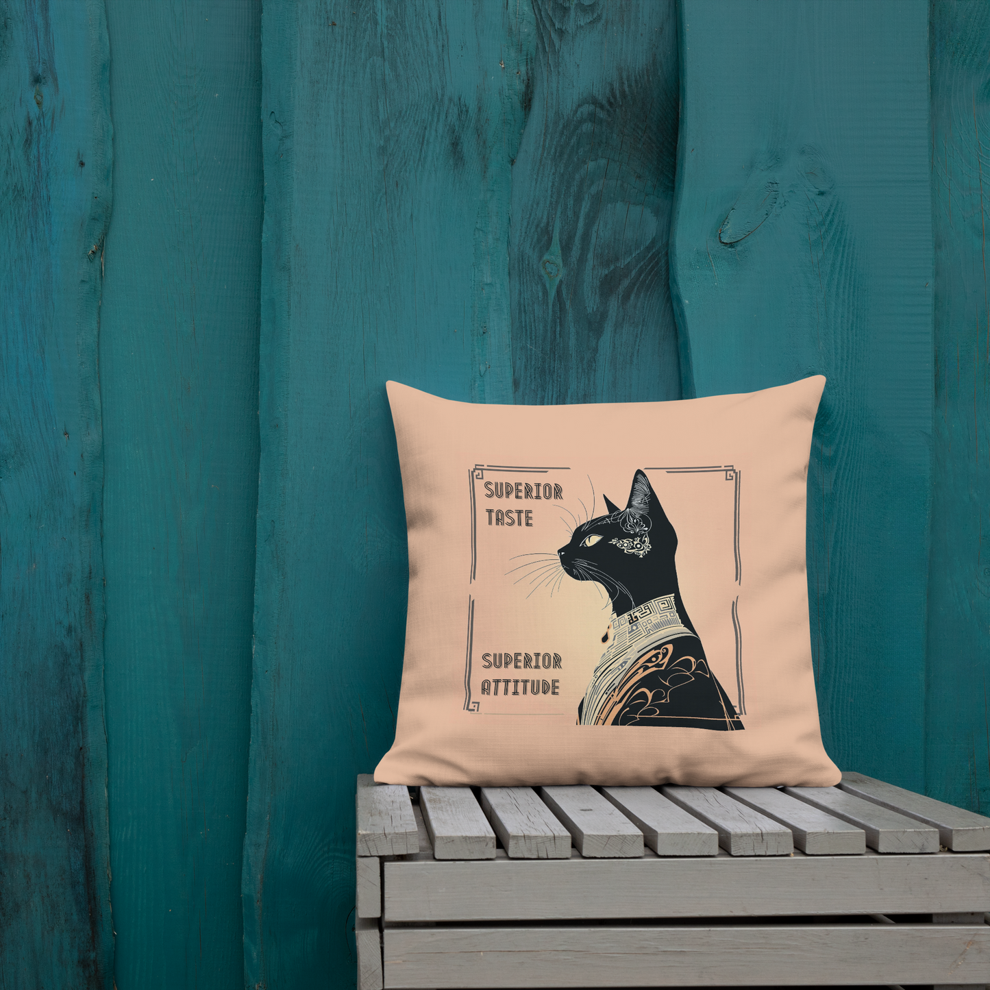 Pillow Attitude Art Deco Design For Cat Lovers Sassy Catful Feline Cushion Cat Lover Home Decor Stylish Throw Gift Rescue Cat Mom Cat Dad