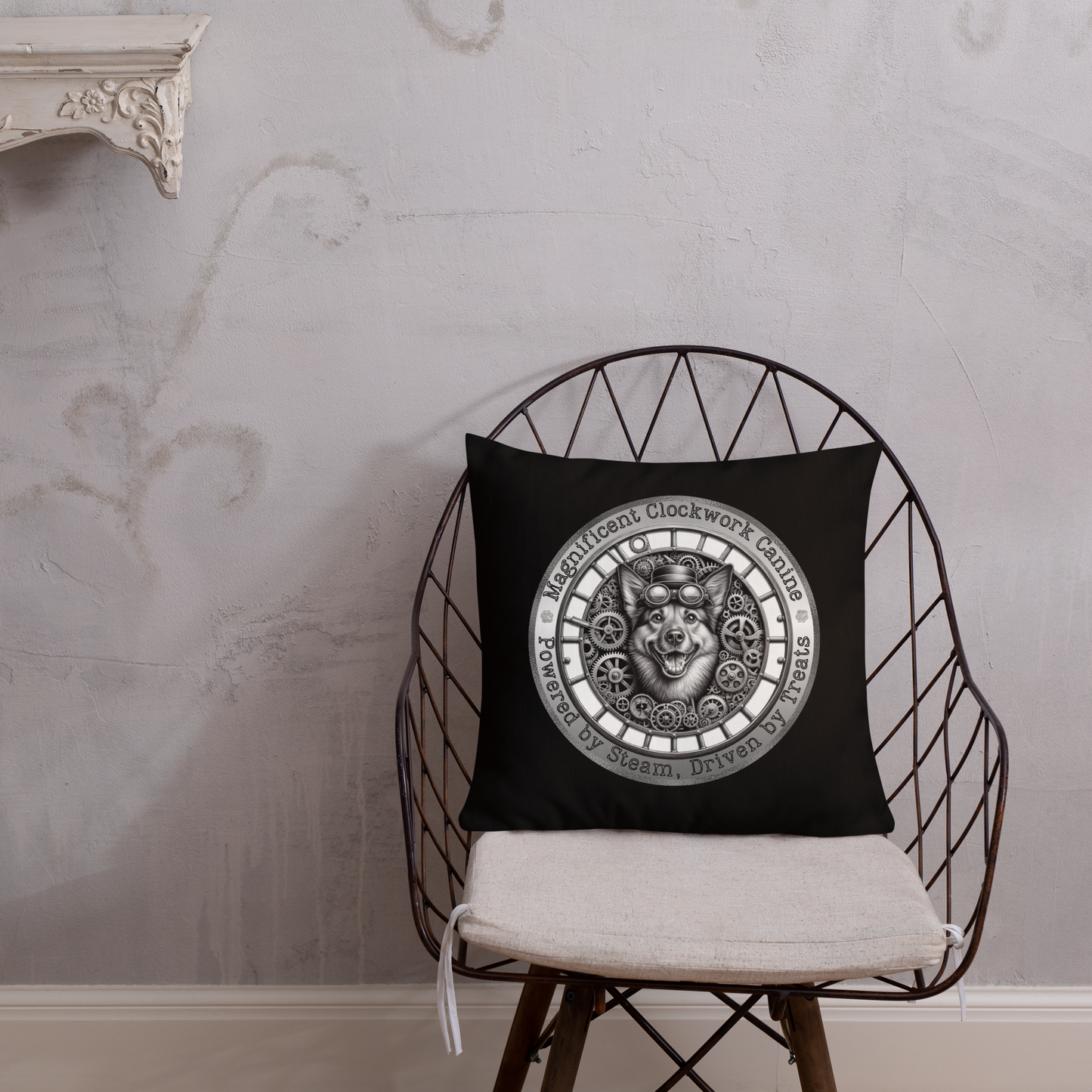 Pillow Throw Clockwork Canine Design For Dog Lovers Mixed Breed Dogful Steampunk Dog Victorian Unique Rescue Mutt Pet Décor Dog Mum Dog Dad