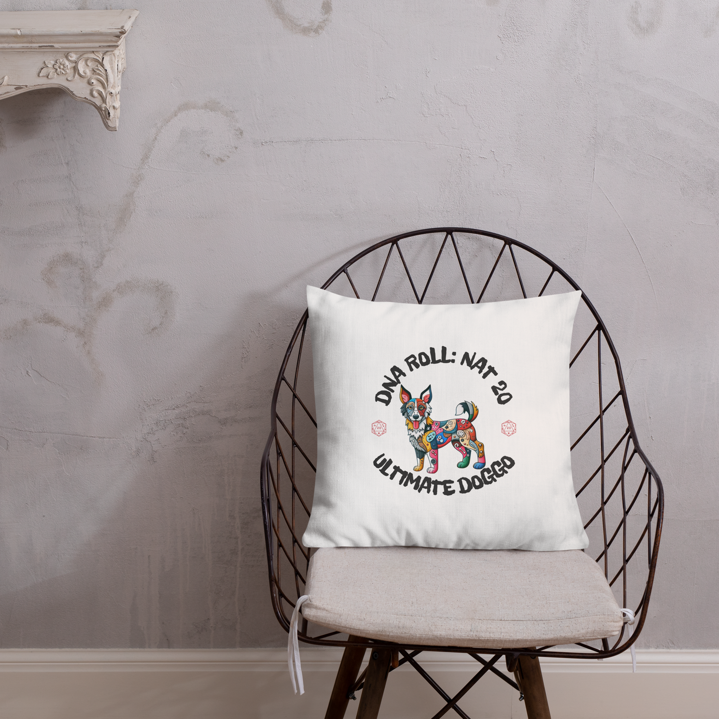 Pillow Throw Gamer Dog Retro Design Dog Lovers Mixed Breed Dogful Geeky Pillow Rescue Mutt Dog Mom Gift Mongrel Pride Gaming Canine Dog Dad