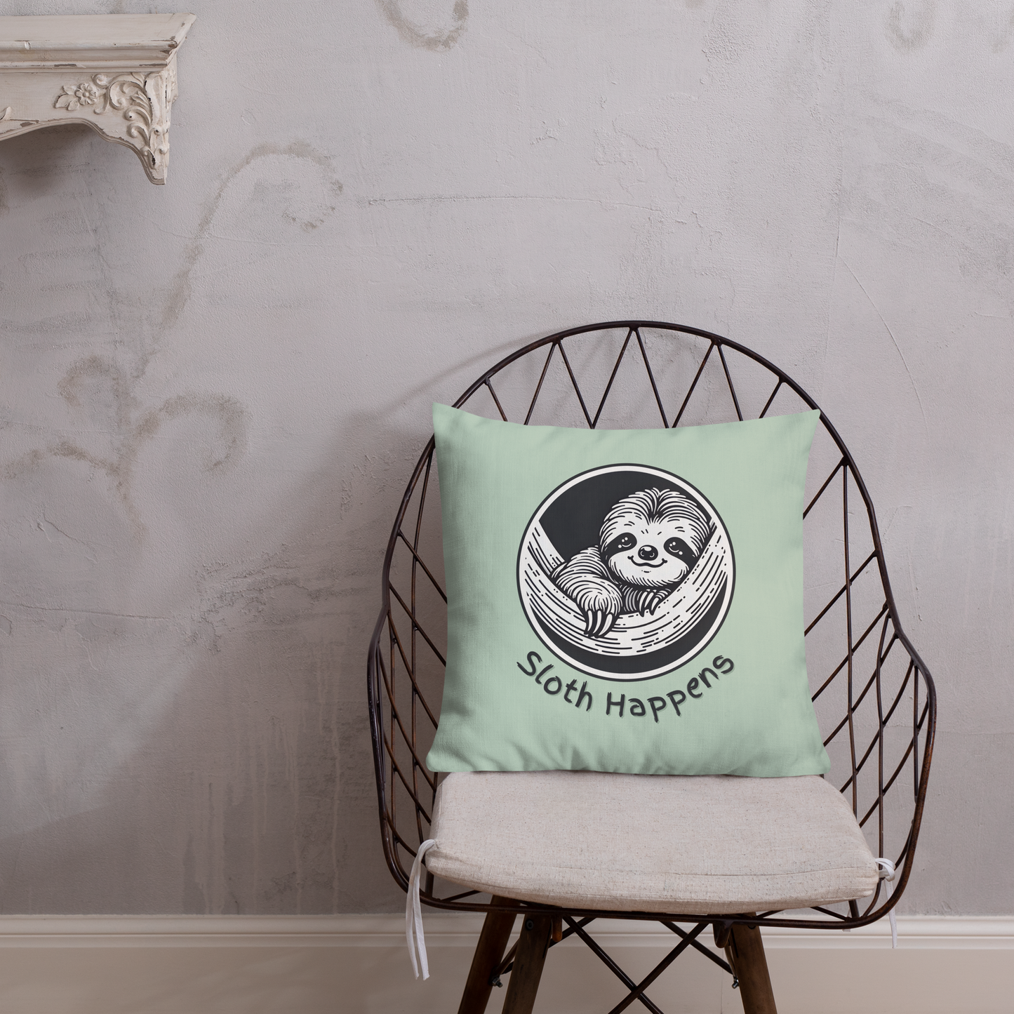Funny Sloth Premium Pillow: Quirky Home Decor Gift for Animal Lovers