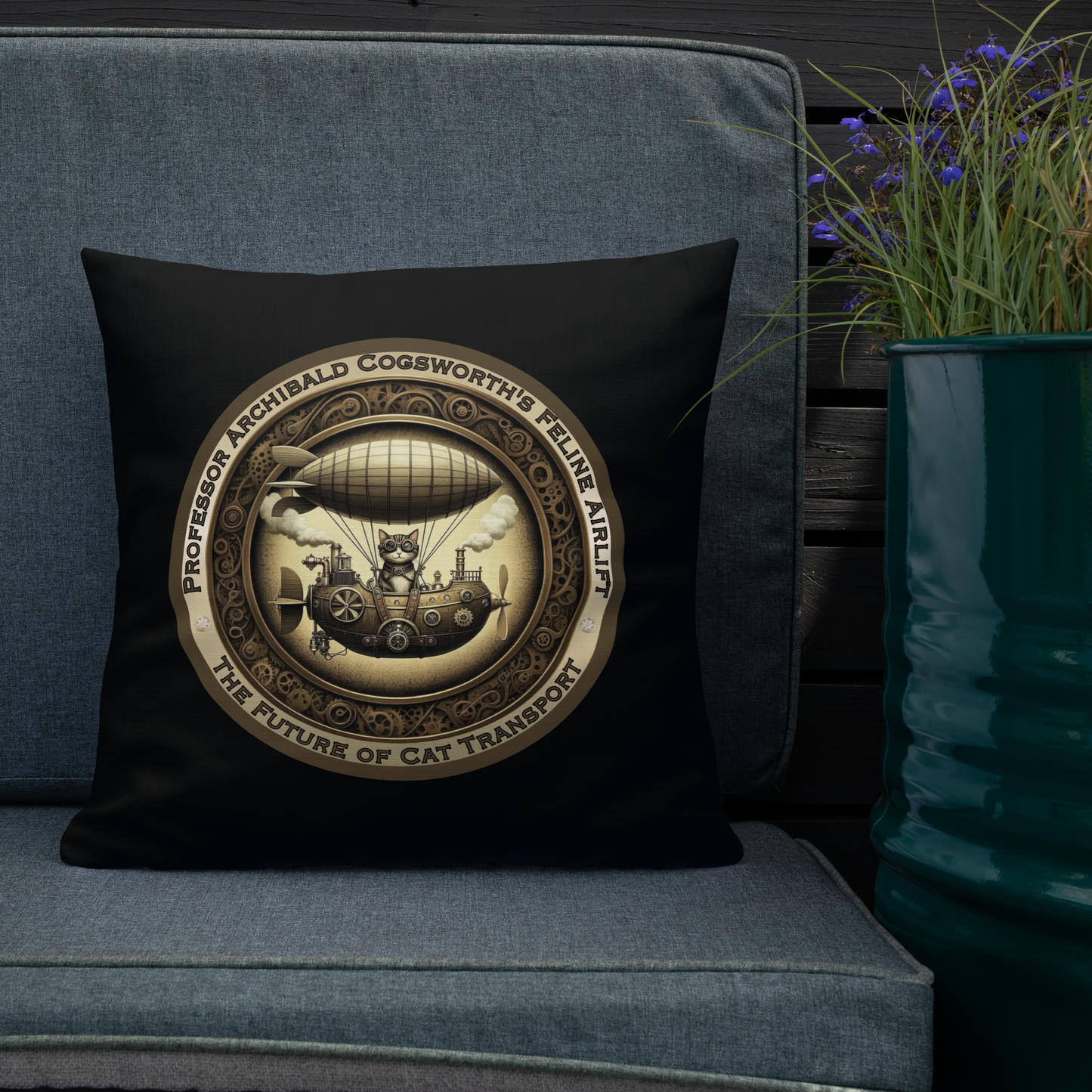 Pillow Cat Gift Cat Lovers Steampunk Cat Victorian Feline Decor Whimsical Throw Pillow Cat Lover Gift Quirky Style Rescue Cat Mom Cat Dad