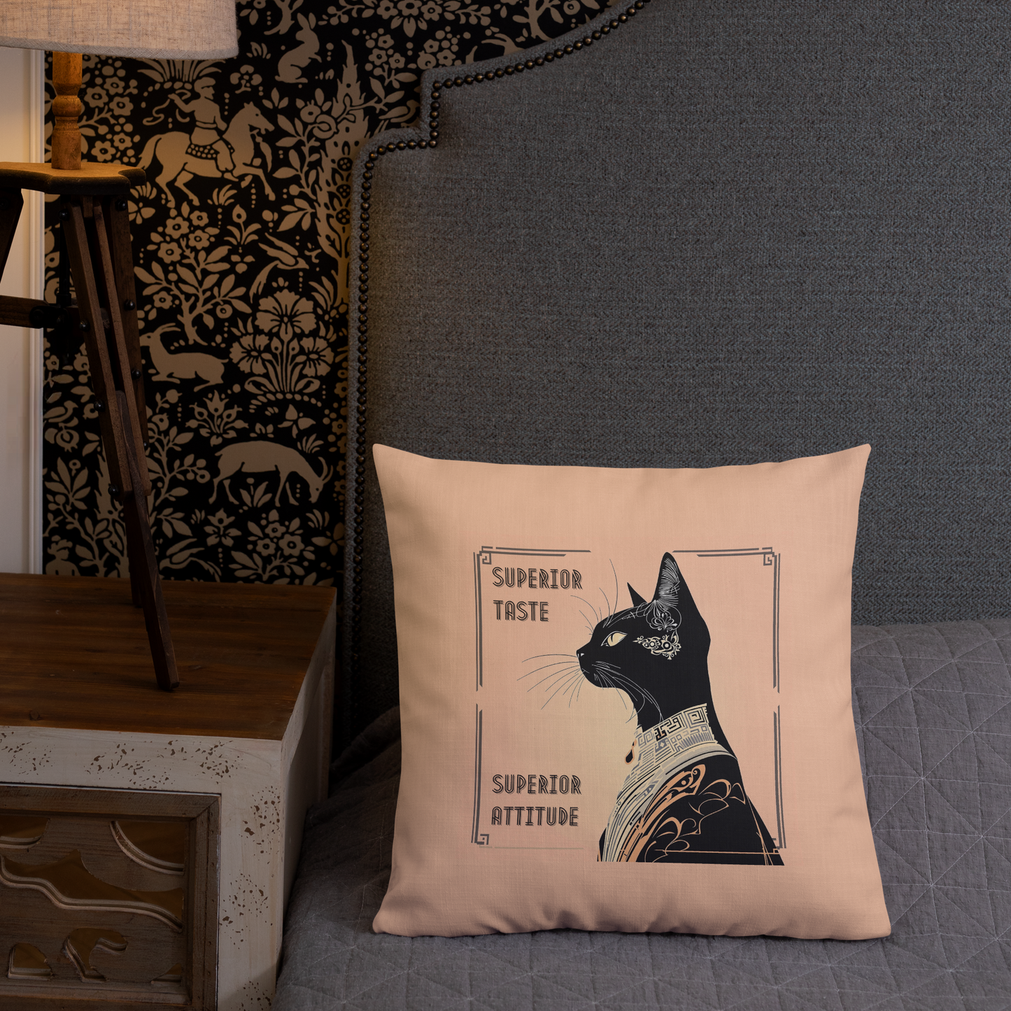 Pillow Attitude Art Deco Design For Cat Lovers Sassy Catful Feline Cushion Cat Lover Home Decor Stylish Throw Gift Rescue Cat Mom Cat Dad