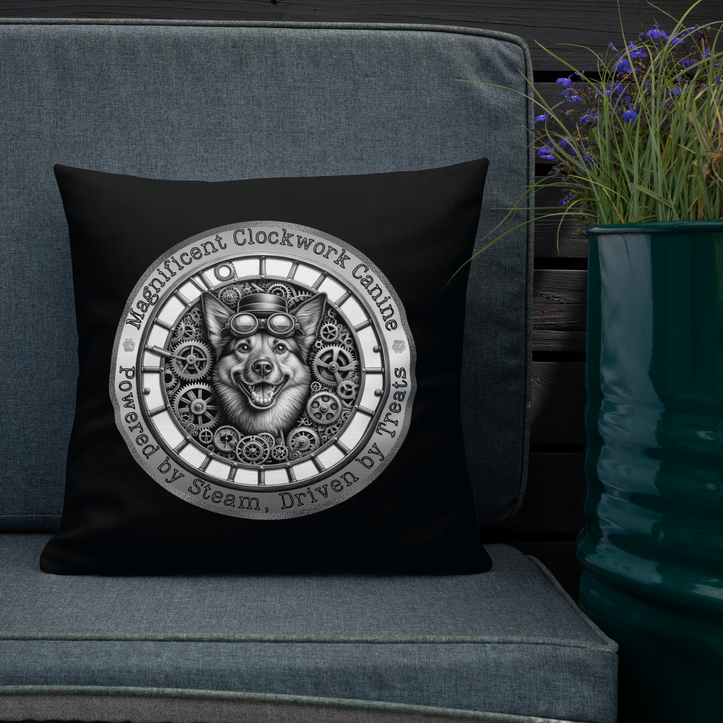 Pillow Throw Clockwork Canine Design For Dog Lovers Mixed Breed Dogful Steampunk Dog Victorian Unique Rescue Mutt Pet Décor Dog Mum Dog Dad