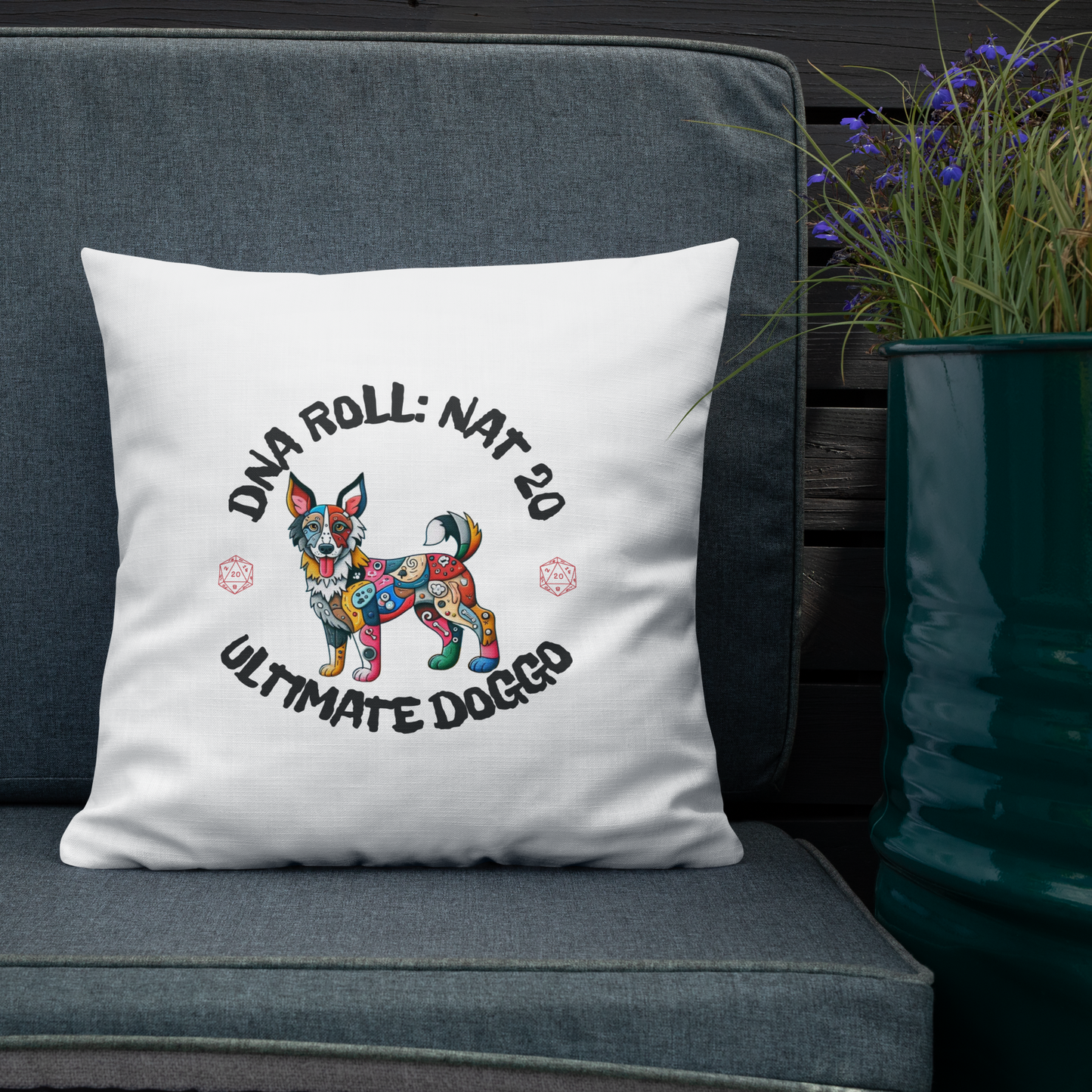Pillow Throw Gamer Dog Retro Design Dog Lovers Mixed Breed Dogful Geeky Pillow Rescue Mutt Dog Mom Gift Mongrel Pride Gaming Canine Dog Dad