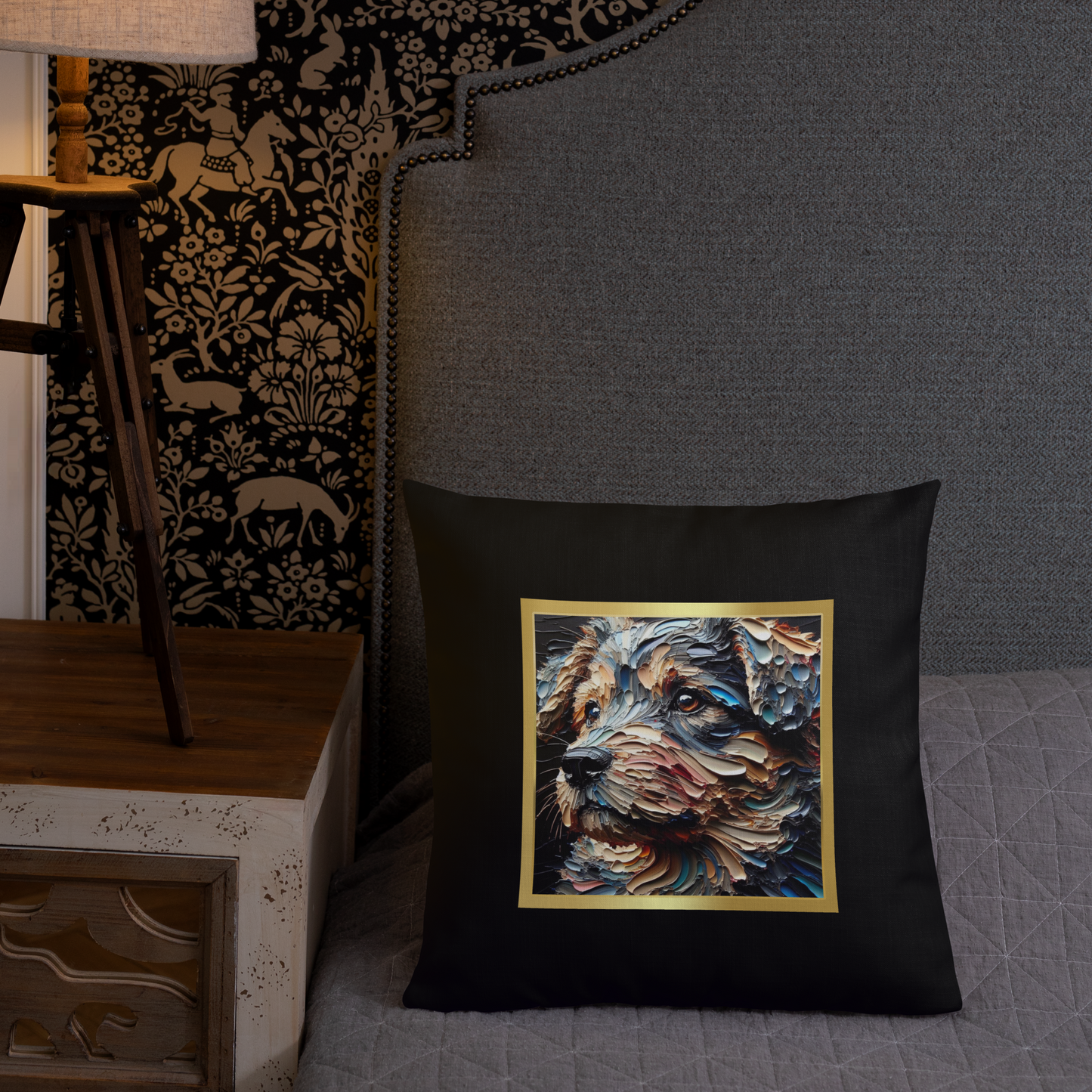 Pillow Throw Mongrel Rescue Dog Design Dog Lovers Mixed Breed Dogful Unique Rescue Mutt Pet Decor Accent Retro Dog Mum Dog Dad Painting
