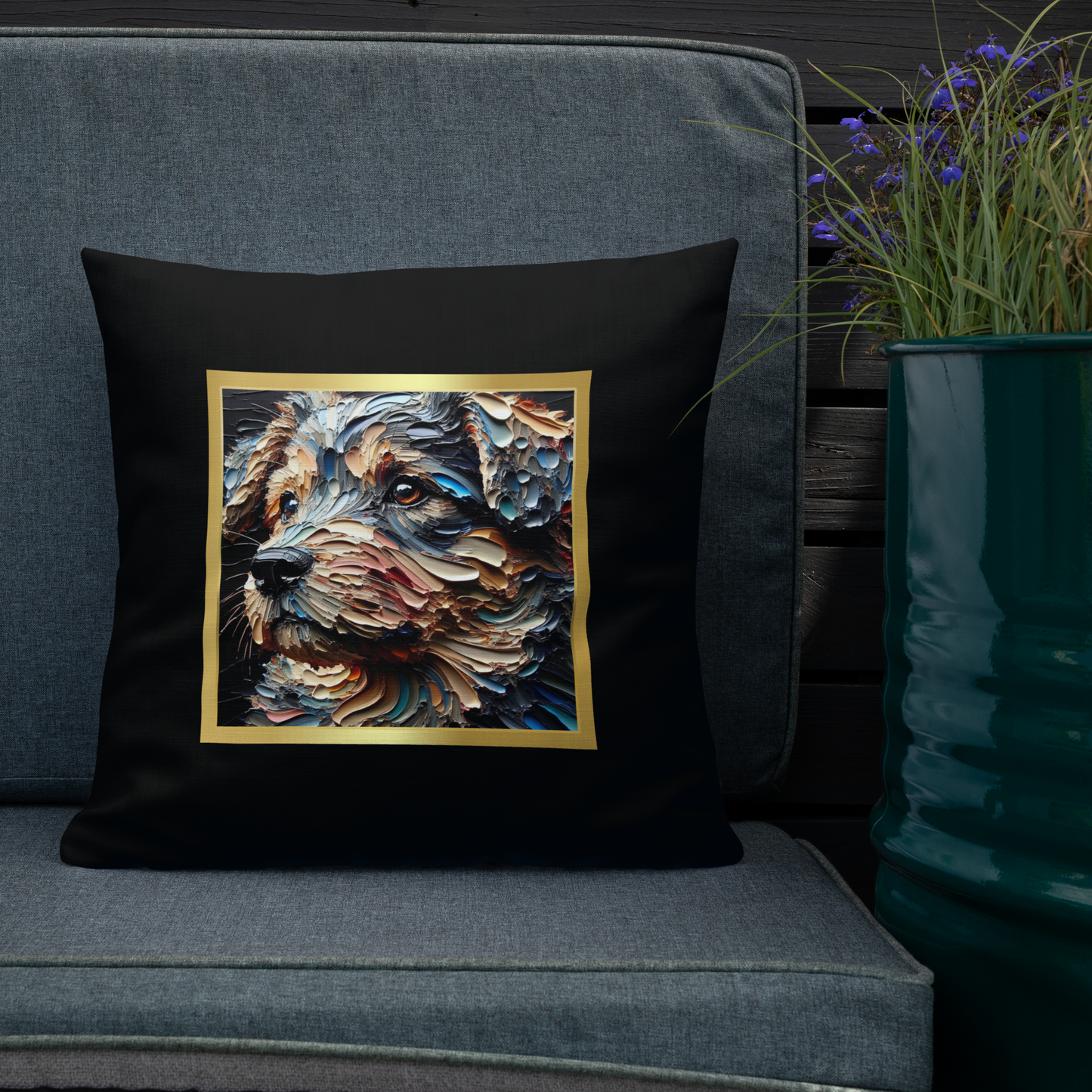 Pillow Throw Mongrel Rescue Dog Design Dog Lovers Mixed Breed Dogful Unique Rescue Mutt Pet Decor Accent Retro Dog Mum Dog Dad Painting