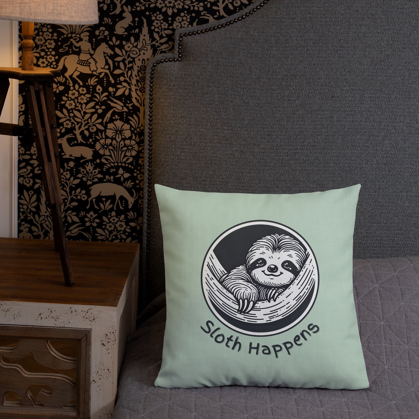 Funny Sloth Premium Pillow: Quirky Home Decor Gift for Animal Lovers