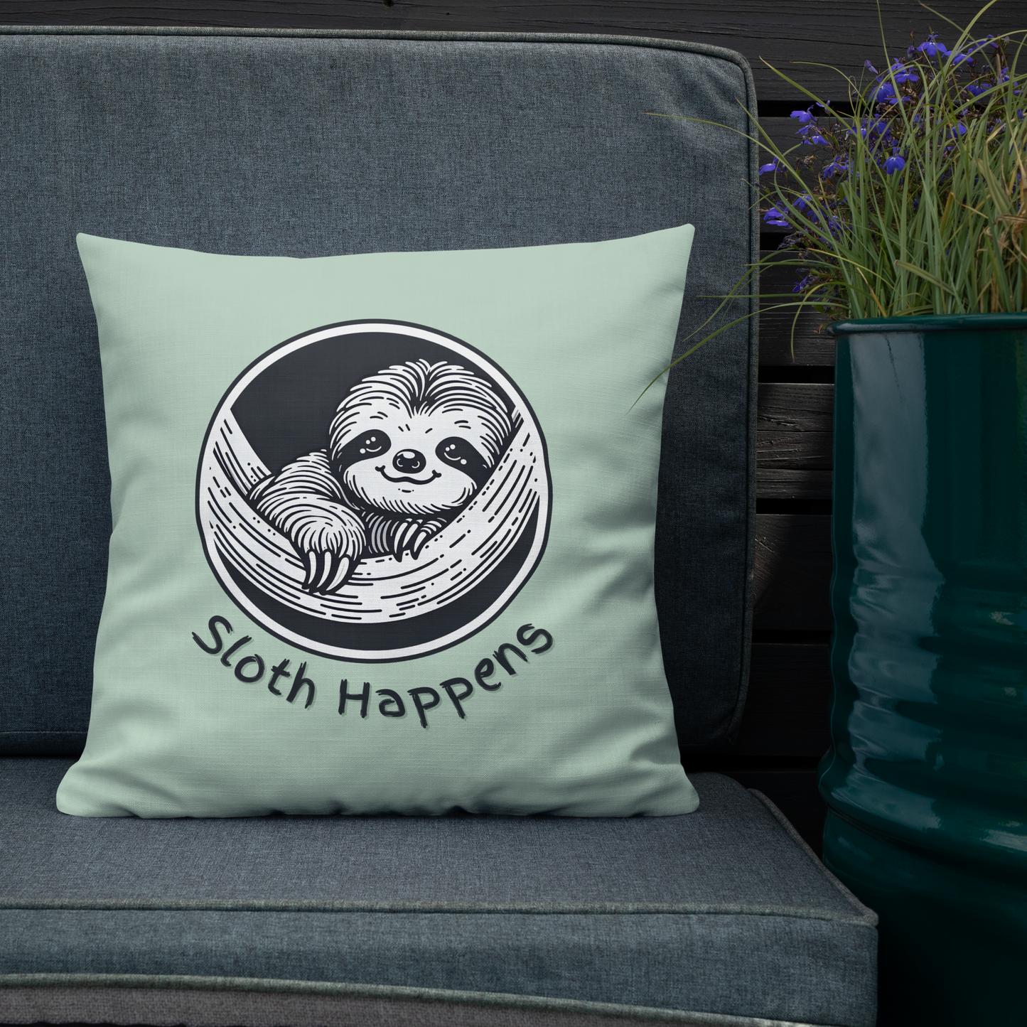 Funny Sloth Premium Pillow: Quirky Home Decor Gift for Animal Lovers