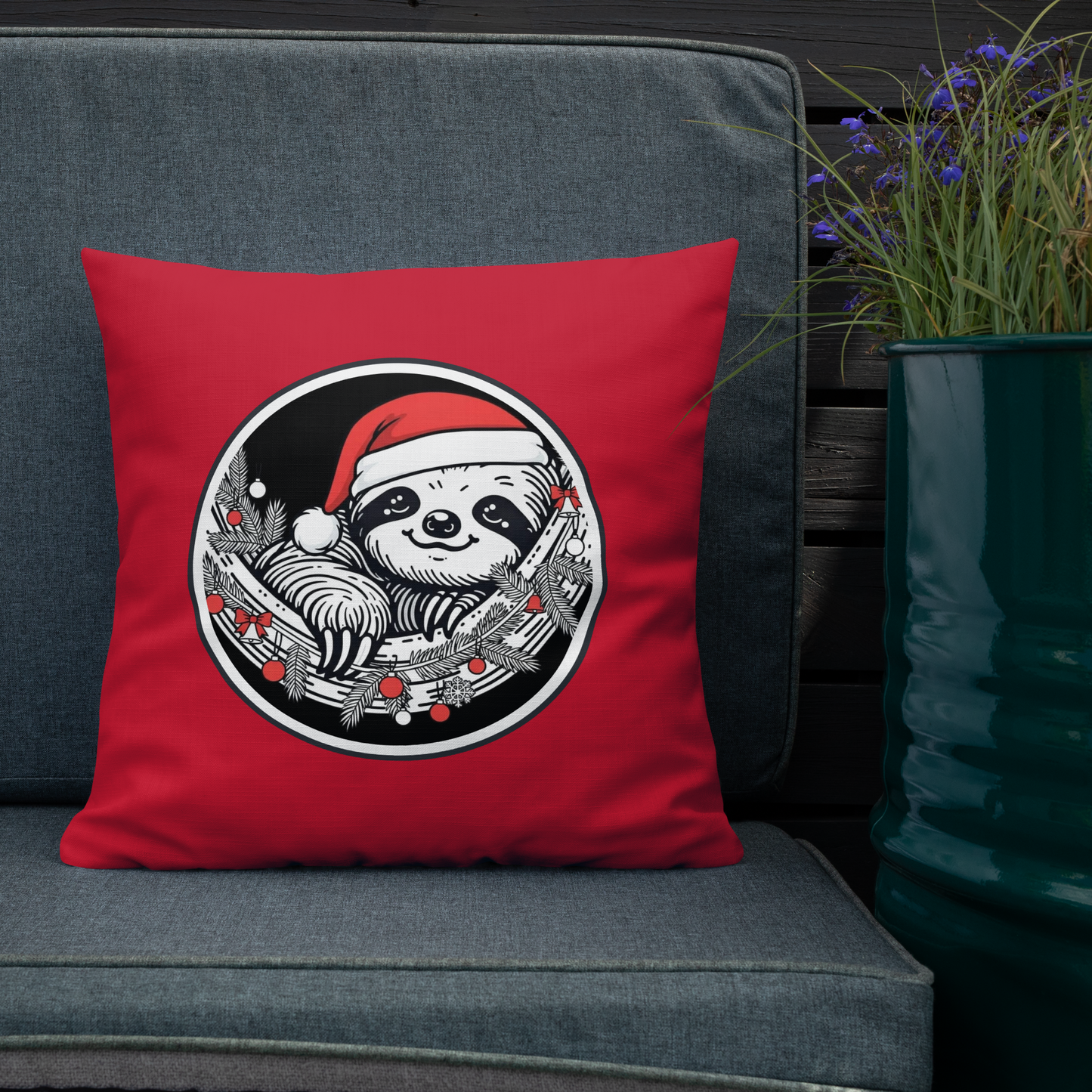 Funny Sloth Premium Pillow: Cozy Christmas Gift for Animal Lovers
