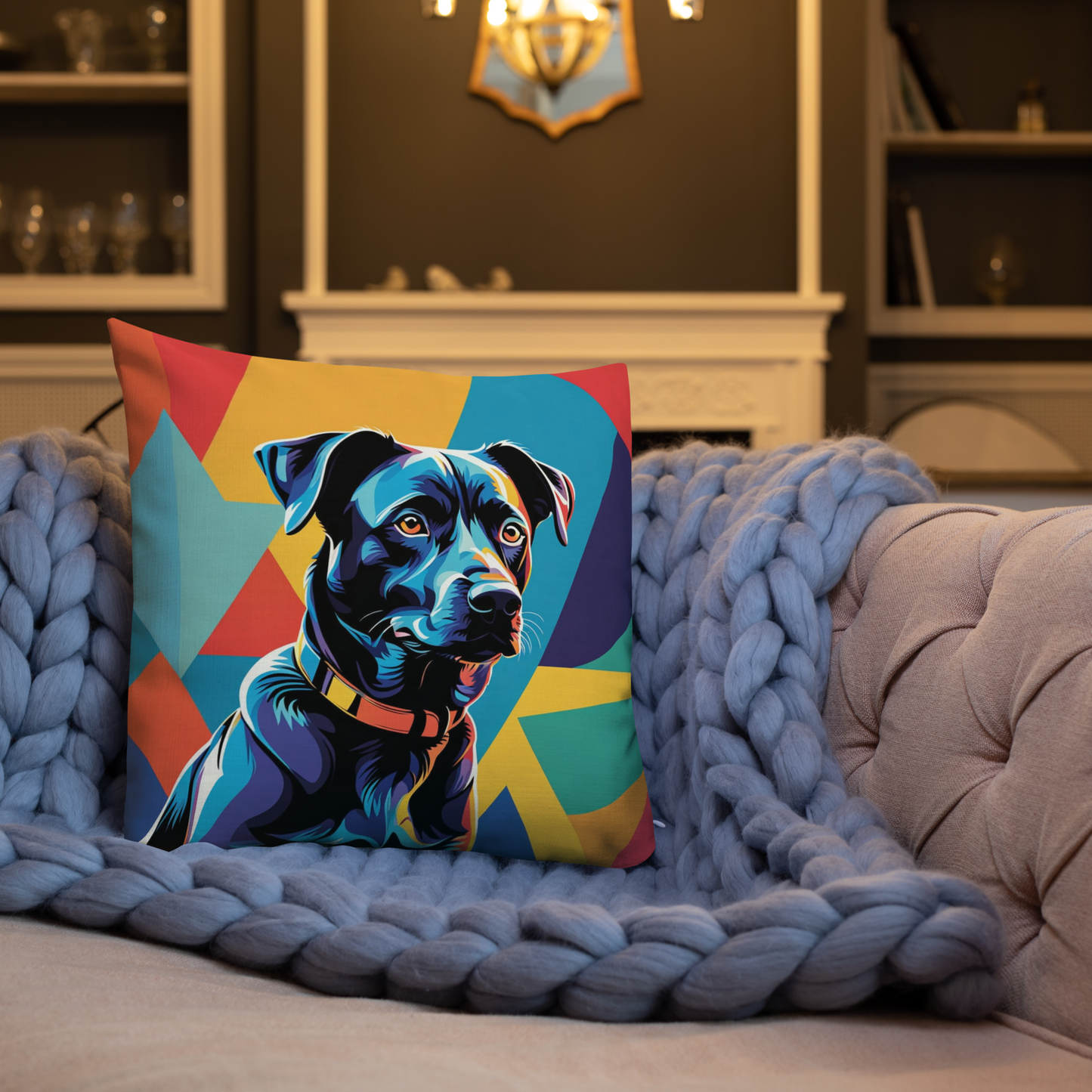 Pillow Throw Rescue Dog Design For Dog Lovers Mixed Breed Dogful Funny Couch Pillow For Pet Owners Mongrel Mutt Décor Pop Art Dog Mum Dad