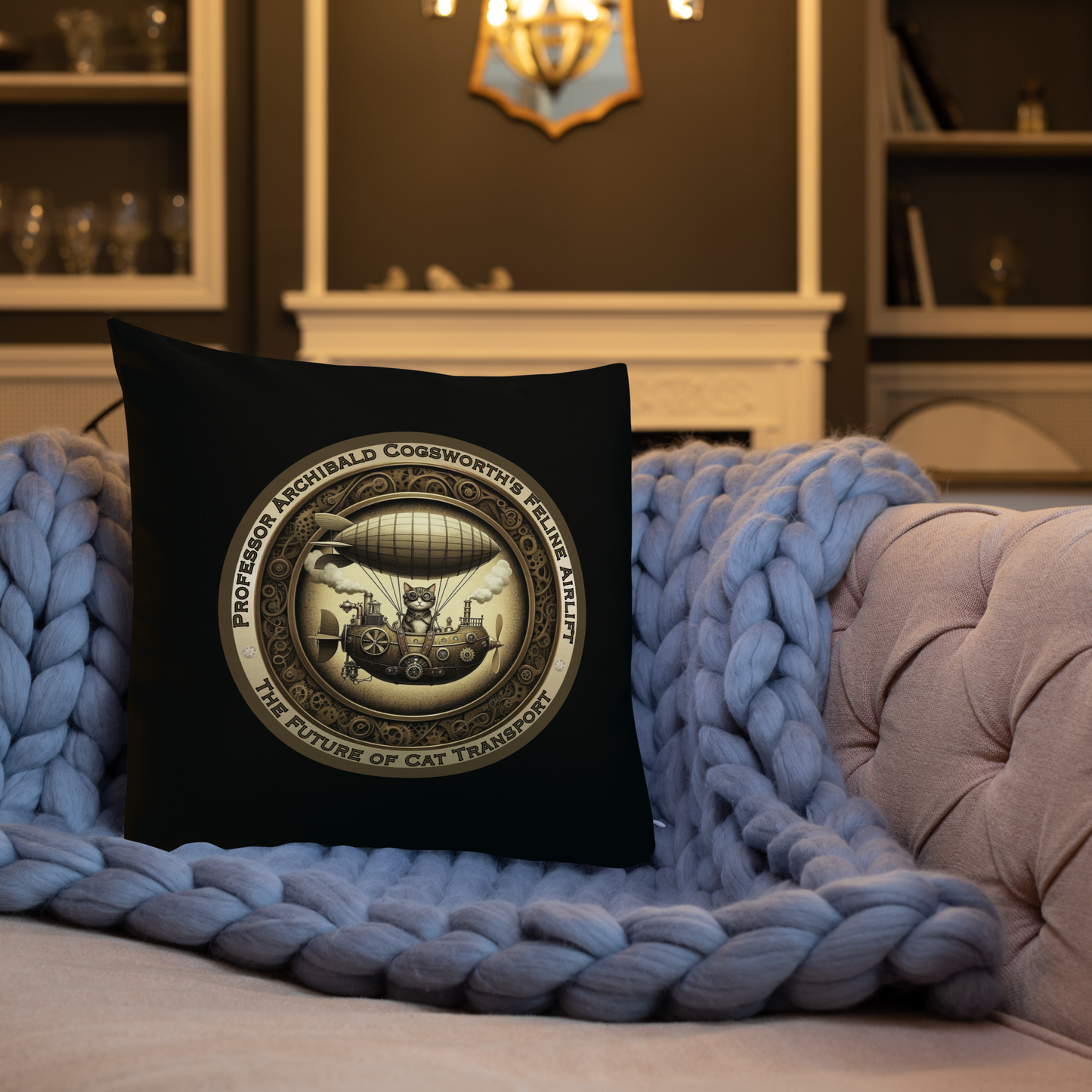 Pillow Cat Gift Cat Lovers Steampunk Cat Victorian Feline Decor Whimsical Throw Pillow Cat Lover Gift Quirky Style Rescue Cat Mom Cat Dad