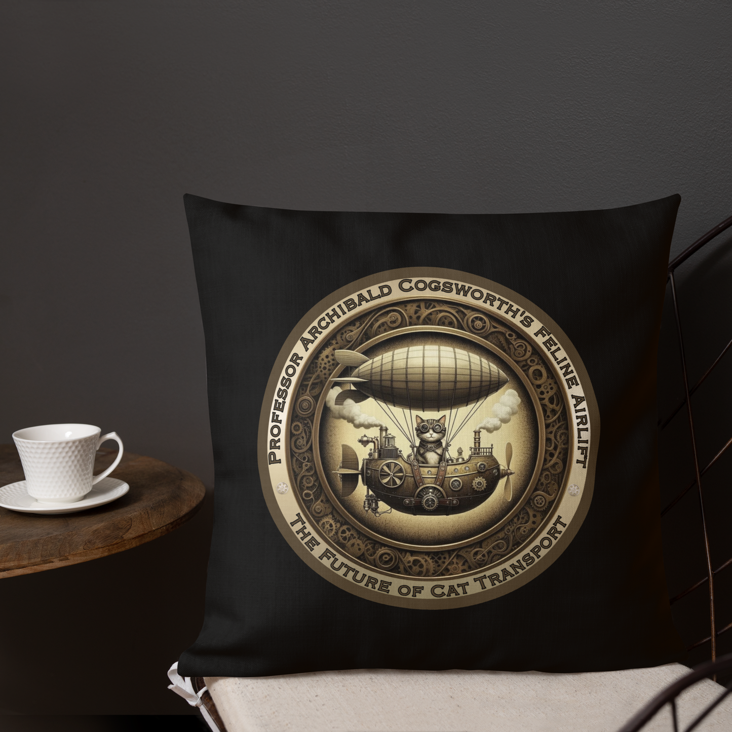 Pillow Cat Gift Cat Lovers Steampunk Cat Victorian Feline Decor Whimsical Throw Pillow Cat Lover Gift Quirky Style Rescue Cat Mom Cat Dad