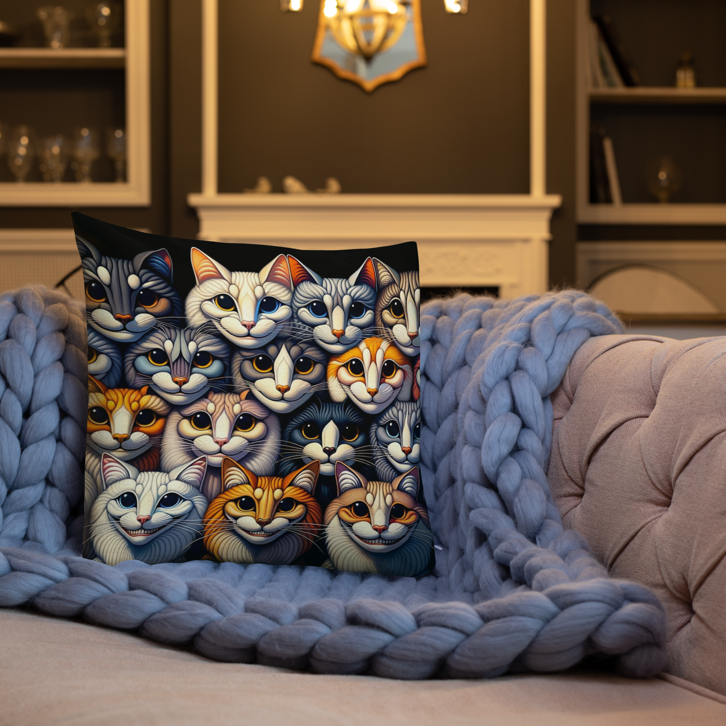 Pillow Throw Cat Gift Feline Retro Design For Cat Lovers Whimsical Cat Funny Feline Home Decor Cat Lover Gift Cozy Cushion Meow Cat Mom Dad
