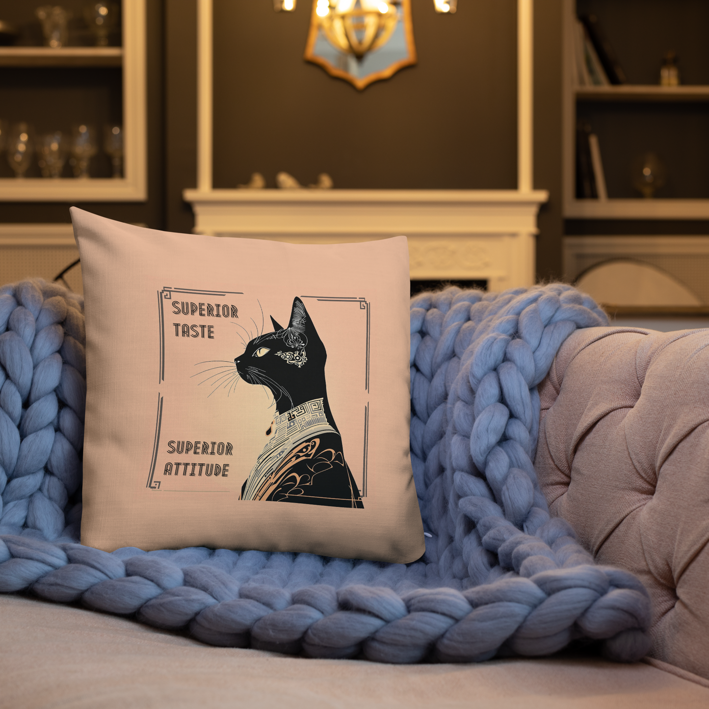 Pillow Attitude Art Deco Design For Cat Lovers Sassy Catful Feline Cushion Cat Lover Home Decor Stylish Throw Gift Rescue Cat Mom Cat Dad