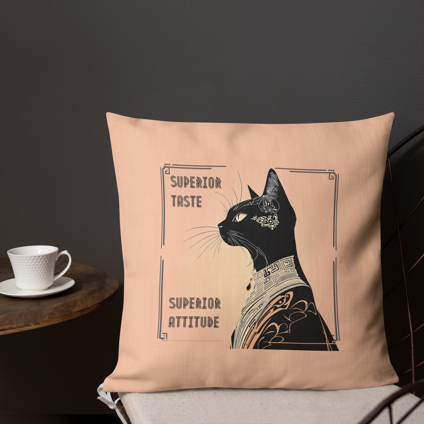 Pillow Attitude Art Deco Design For Cat Lovers Sassy Catful Feline Cushion Cat Lover Home Decor Stylish Throw Gift Rescue Cat Mom Cat Dad