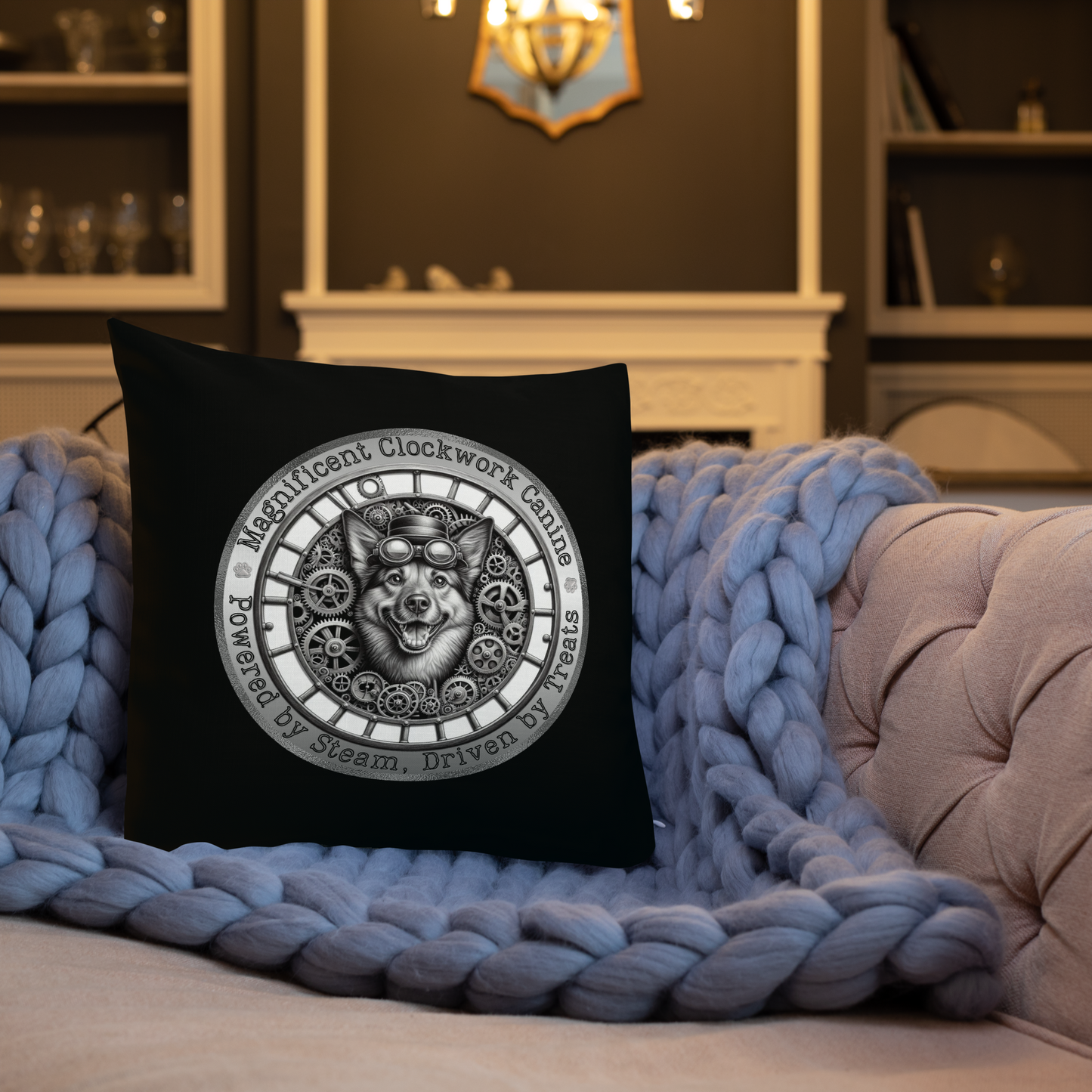 Pillow Throw Clockwork Canine Design For Dog Lovers Mixed Breed Dogful Steampunk Dog Victorian Unique Rescue Mutt Pet Décor Dog Mum Dog Dad
