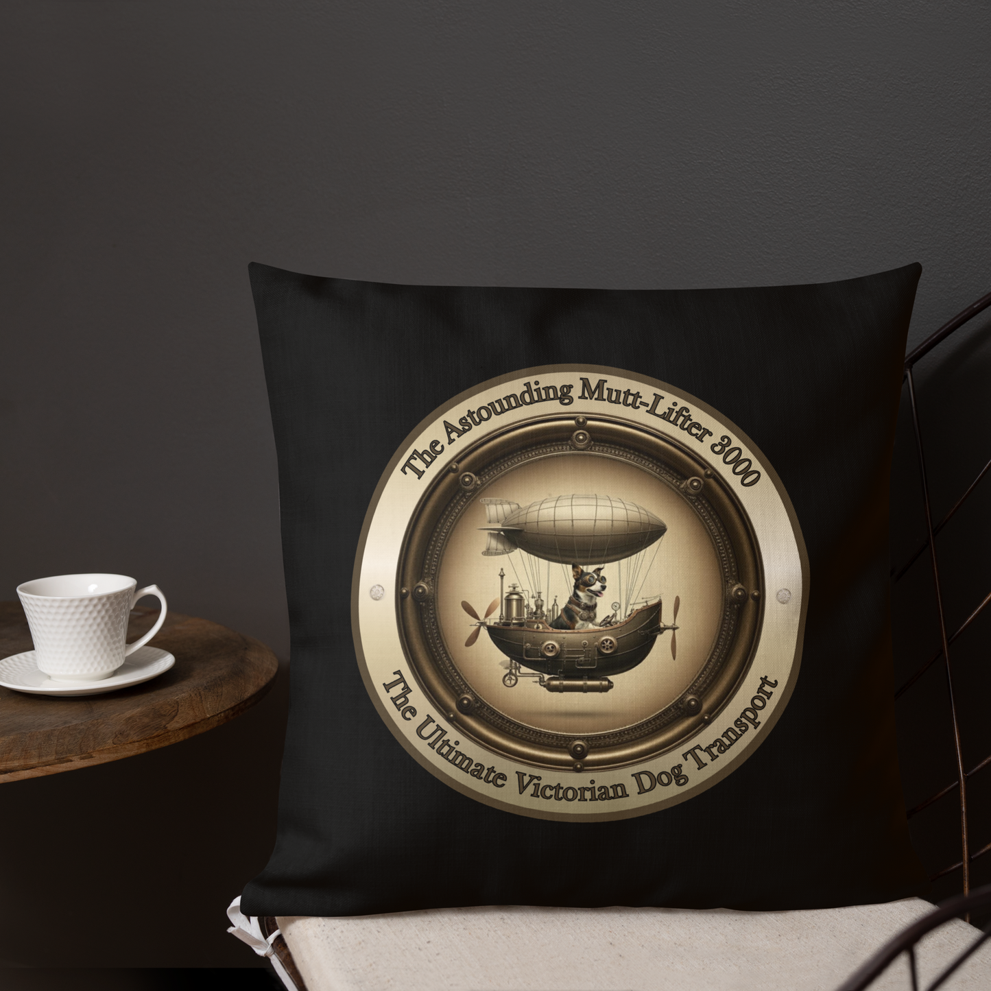 Pillow Throw Steampunk Design For Dog Lovers Mixed Breed Dogful Funny Dog Victorian For Rescue Mutt Homes Dog Mum Dad Mongrel Couch Pillow