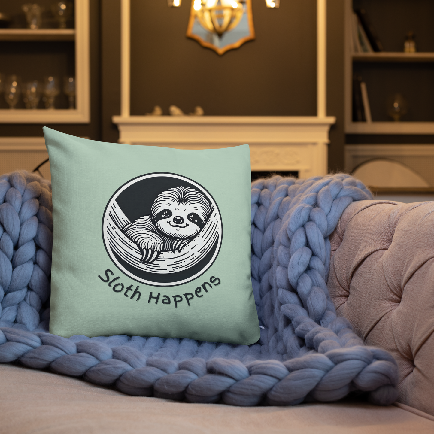 Funny Sloth Premium Pillow: Quirky Home Decor Gift for Animal Lovers