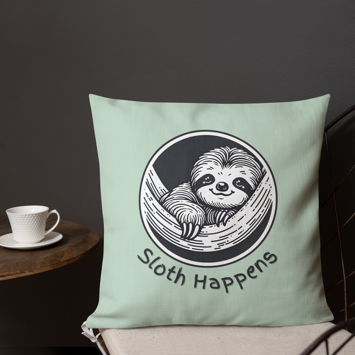 Funny Sloth Premium Pillow: Quirky Home Decor Gift for Animal Lovers