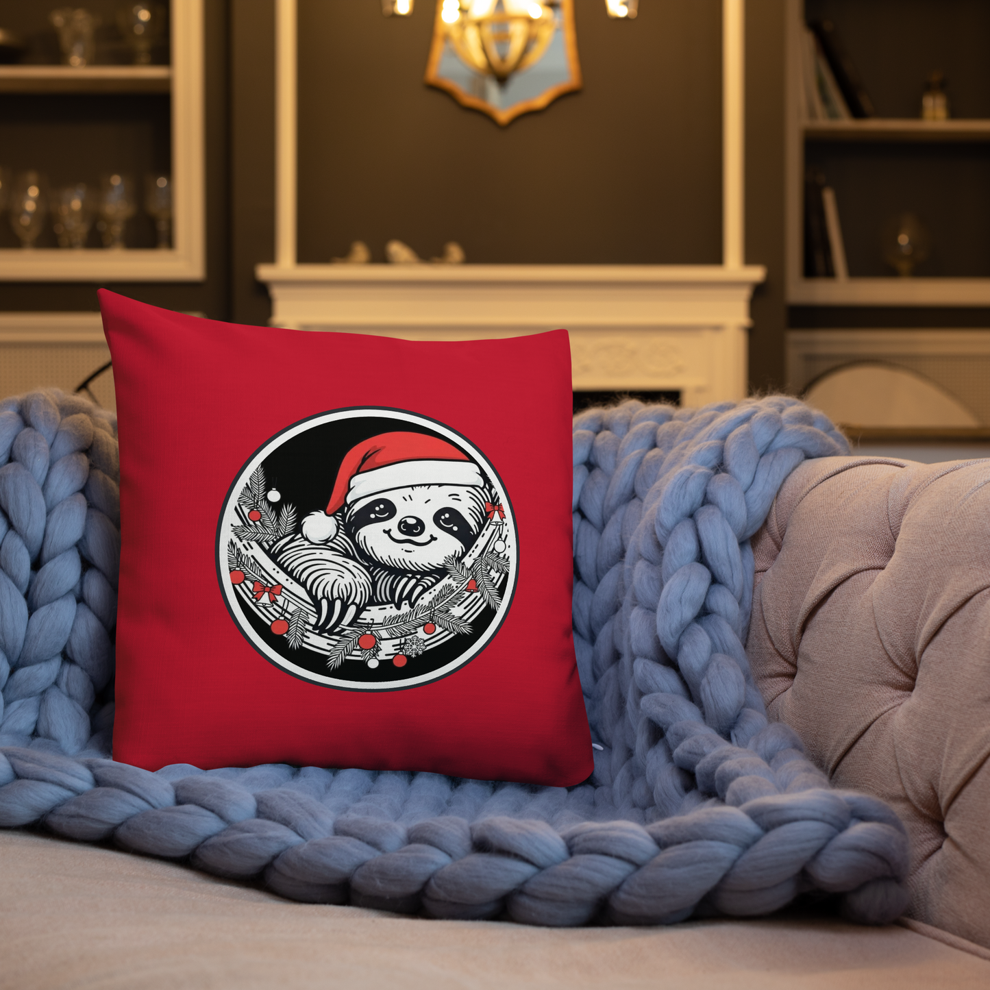 Funny Sloth Premium Pillow: Cozy Christmas Gift for Animal Lovers