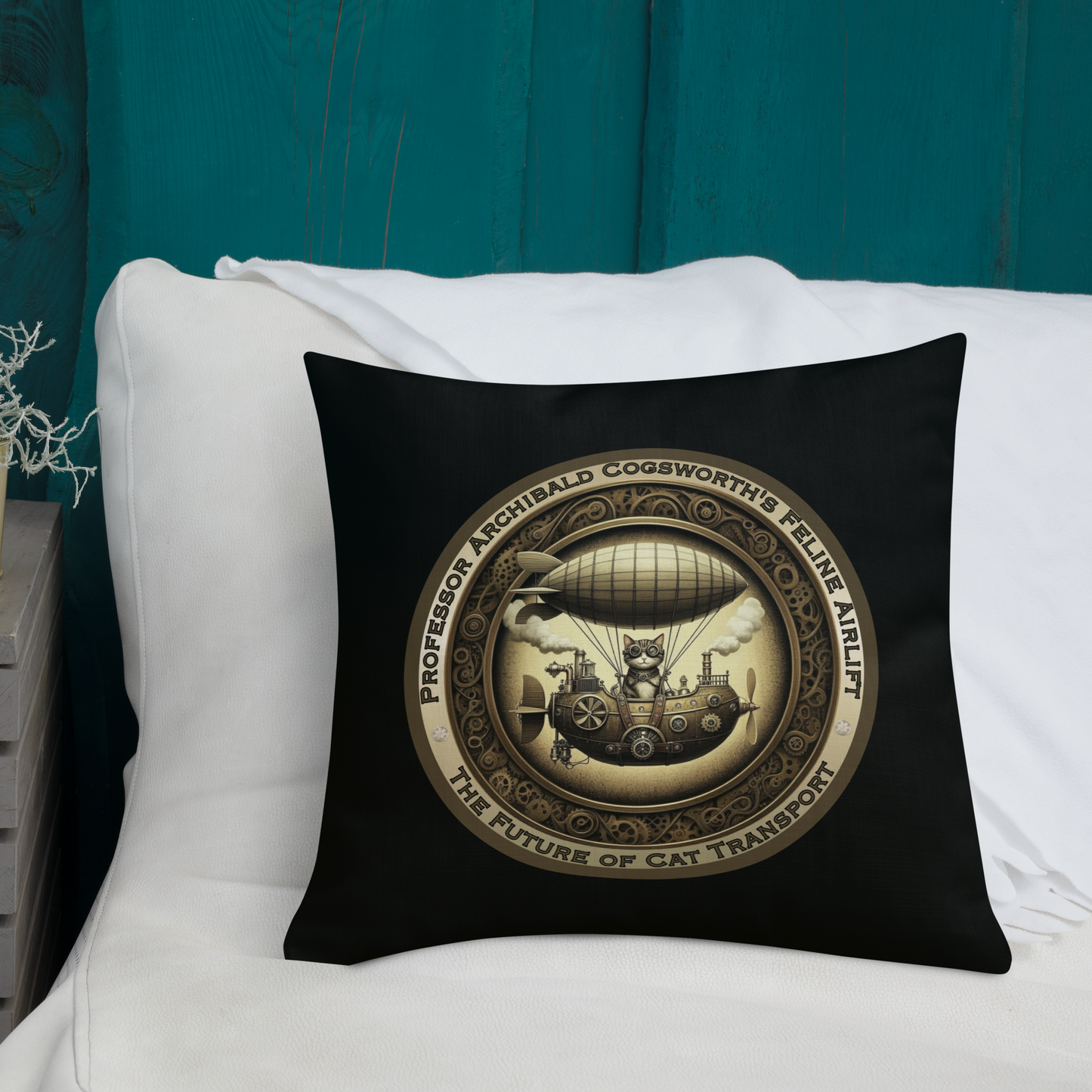 Pillow Cat Gift Cat Lovers Steampunk Cat Victorian Feline Decor Whimsical Throw Pillow Cat Lover Gift Quirky Style Rescue Cat Mom Cat Dad