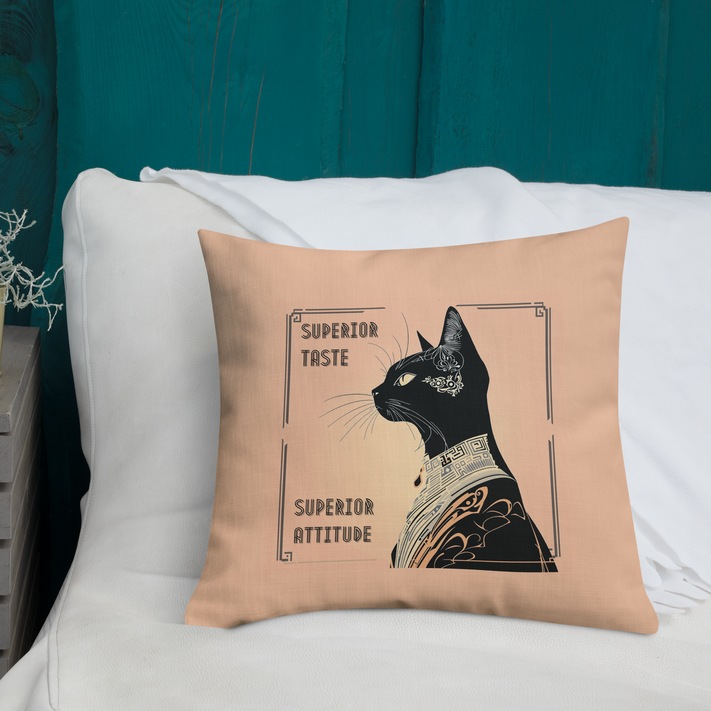 Pillow Attitude Art Deco Design For Cat Lovers Sassy Catful Feline Cushion Cat Lover Home Decor Stylish Throw Gift Rescue Cat Mom Cat Dad