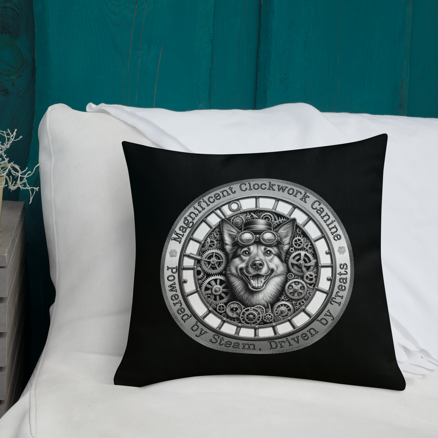 Pillow Throw Clockwork Canine Design For Dog Lovers Mixed Breed Dogful Steampunk Dog Victorian Unique Rescue Mutt Pet Décor Dog Mum Dog Dad
