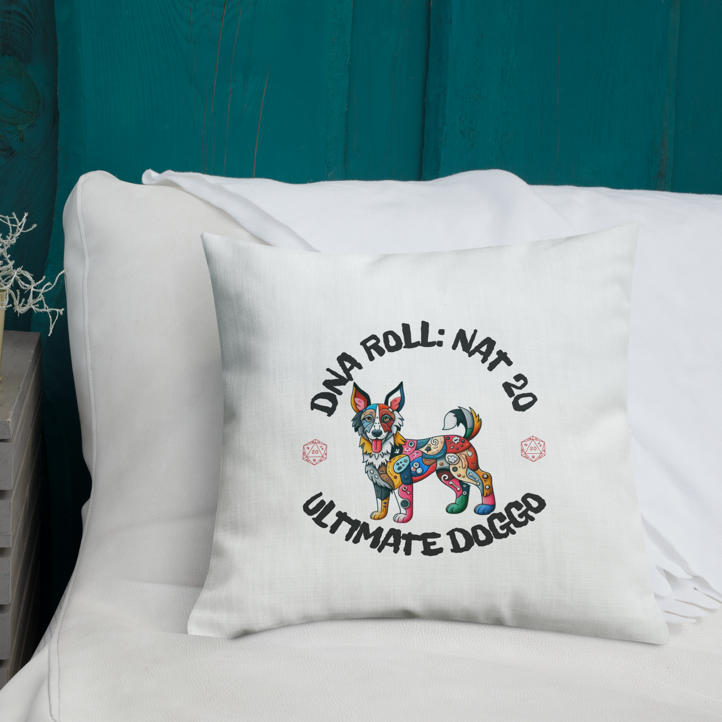 Pillow Throw Gamer Dog Retro Design Dog Lovers Mixed Breed Dogful Geeky Pillow Rescue Mutt Dog Mom Gift Mongrel Pride Gaming Canine Dog Dad