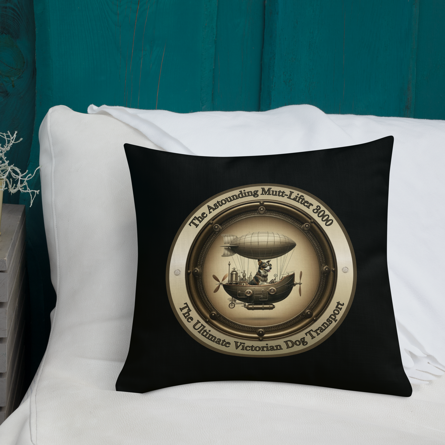 Pillow Throw Steampunk Design For Dog Lovers Mixed Breed Dogful Funny Dog Victorian For Rescue Mutt Homes Dog Mum Dad Mongrel Couch Pillow