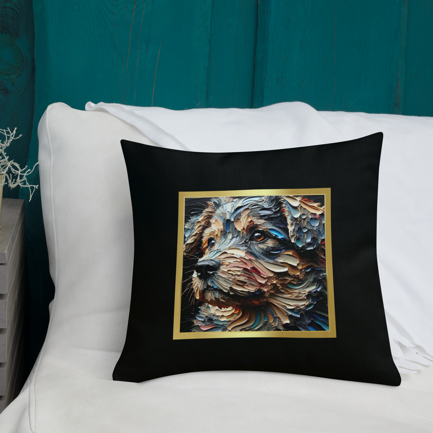 Pillow Throw Mongrel Rescue Dog Design Dog Lovers Mixed Breed Dogful Unique Rescue Mutt Pet Decor Accent Retro Dog Mum Dog Dad Painting