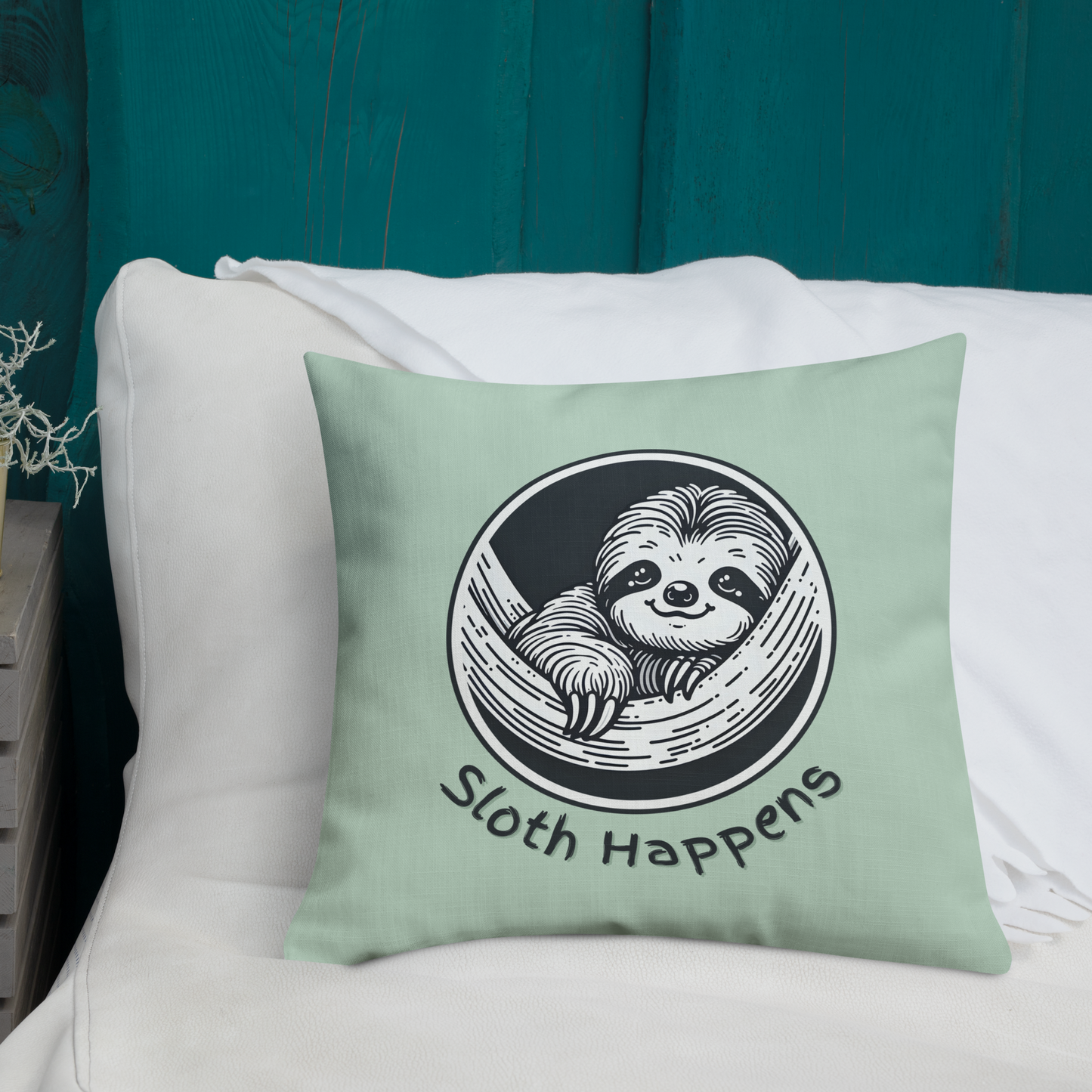 Funny Sloth Premium Pillow: Quirky Home Decor Gift for Animal Lovers