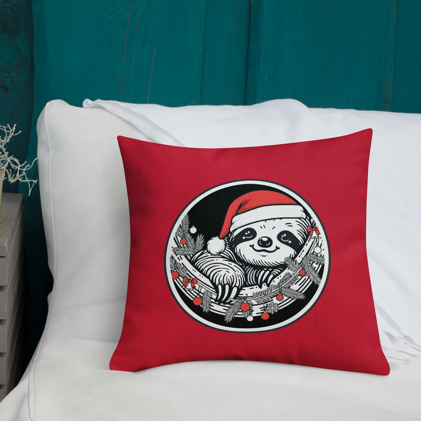 Funny Sloth Premium Pillow: Cozy Christmas Gift for Animal Lovers